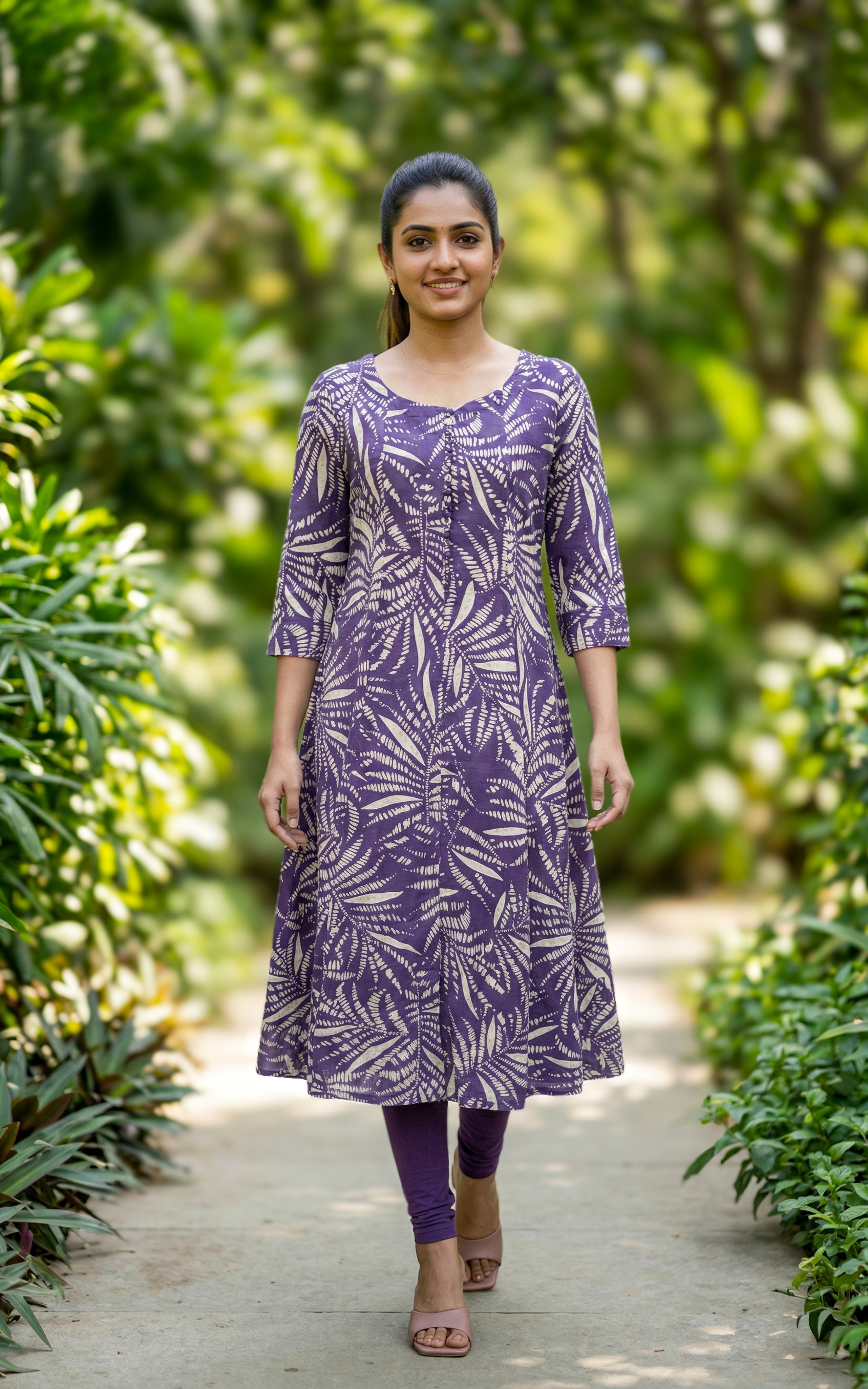 Stylish Muted Purple A-Line Kurti with Slits