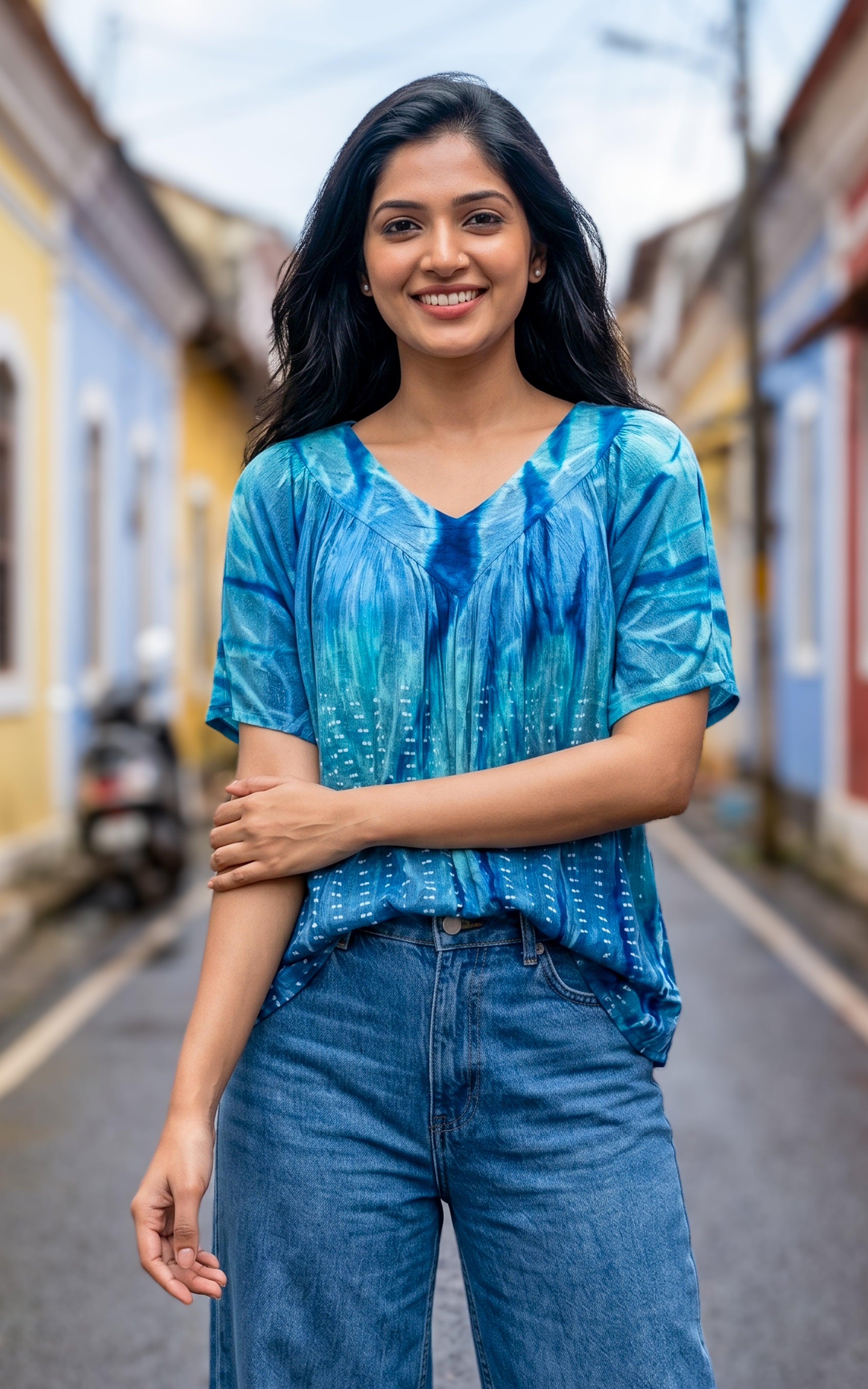 Blue trendy short kurti for women
