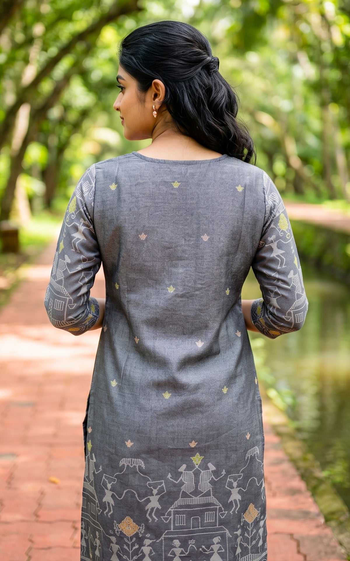Farhana Dark Grey (Kurti+Pant+Dupatta)