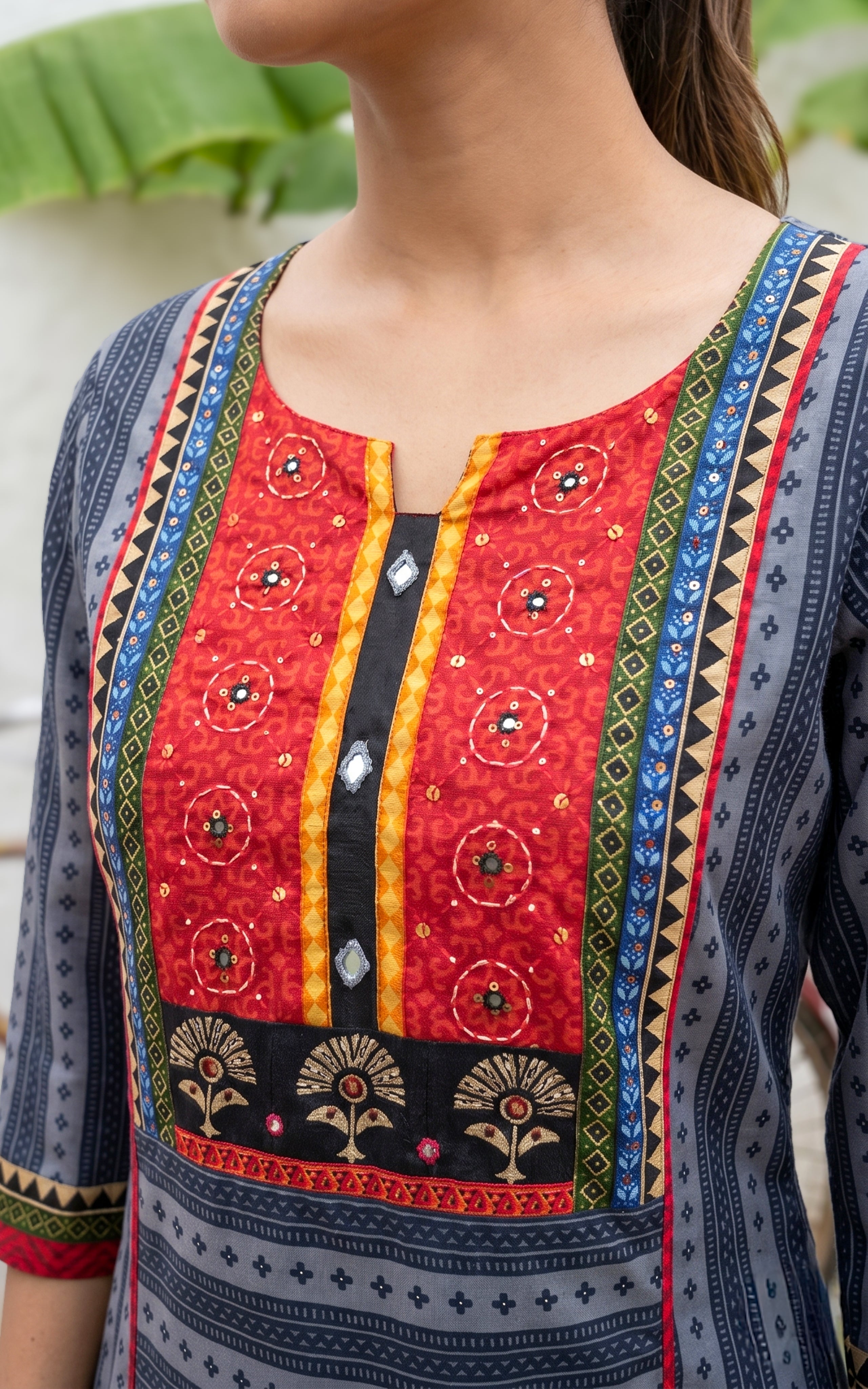 Grey trendy ethnic kurti for women