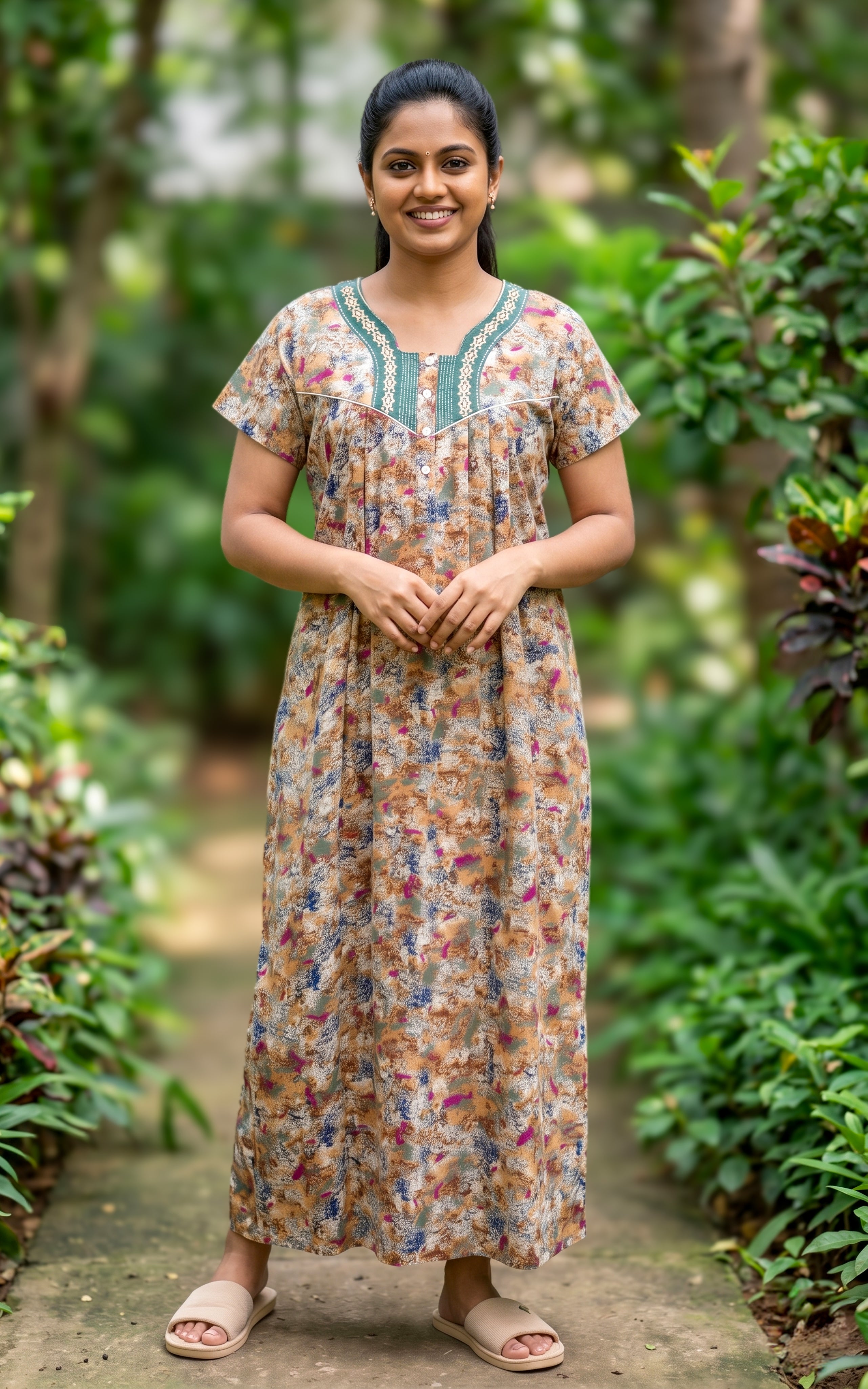 Cotton Straight Fit Nighty-160SS15A