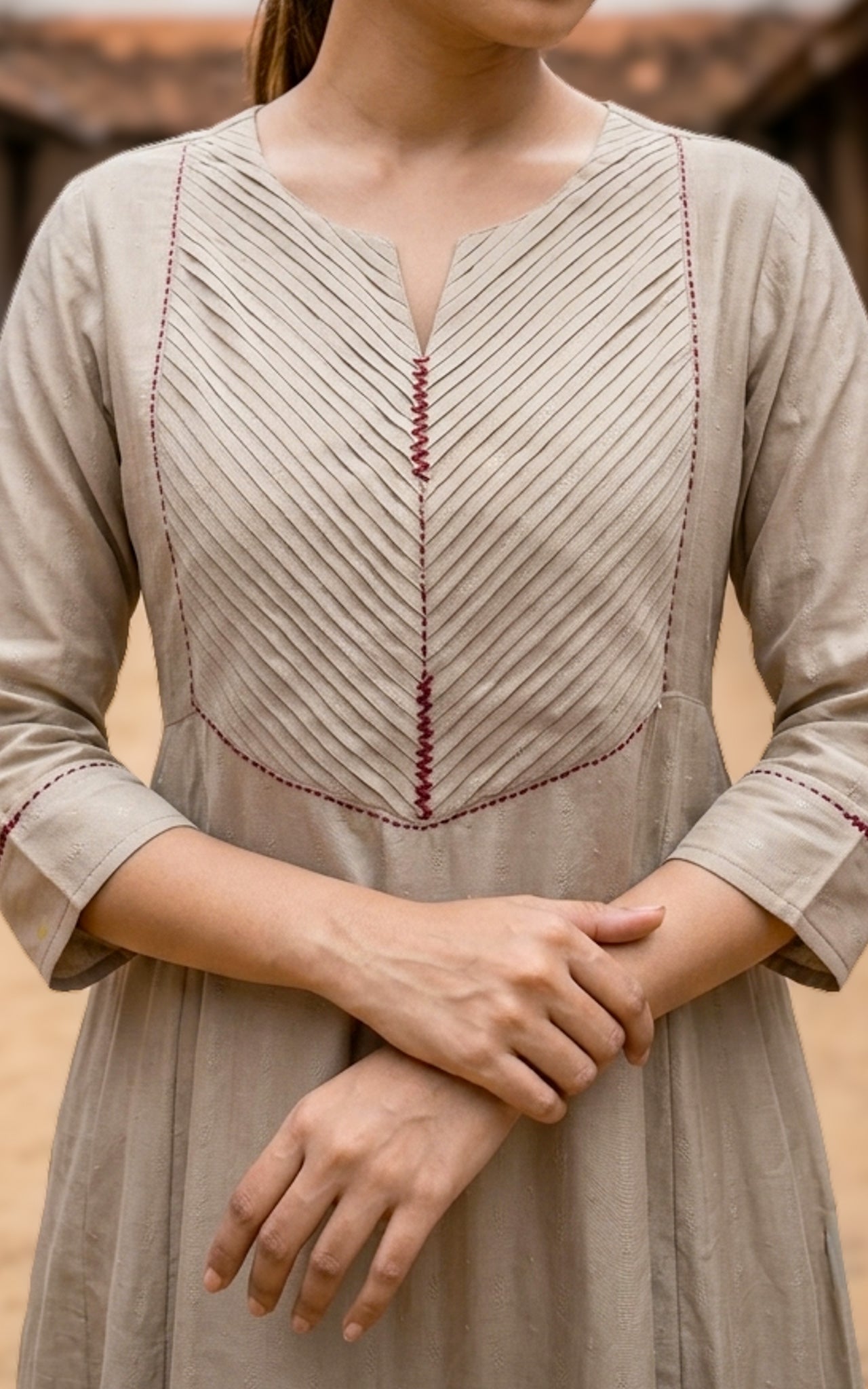 Grey Art Silk Designer Anarkali Kurti for Women