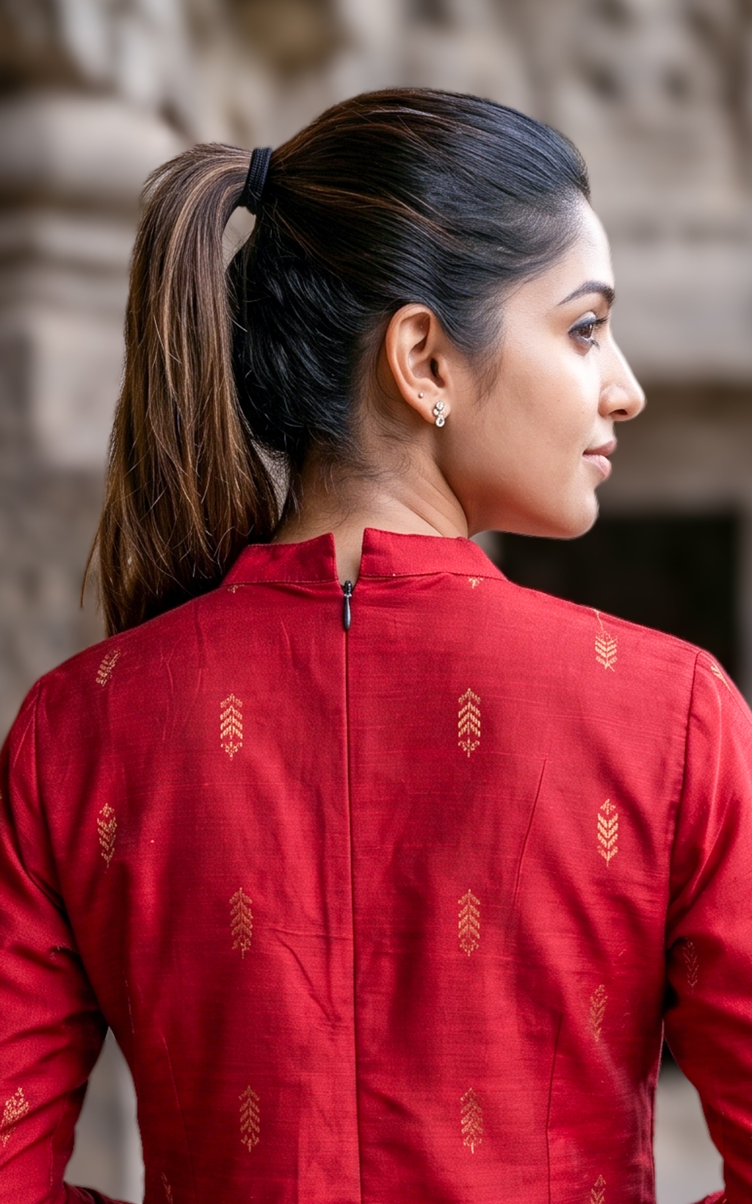 Maroon stylish straight cut kurti for women