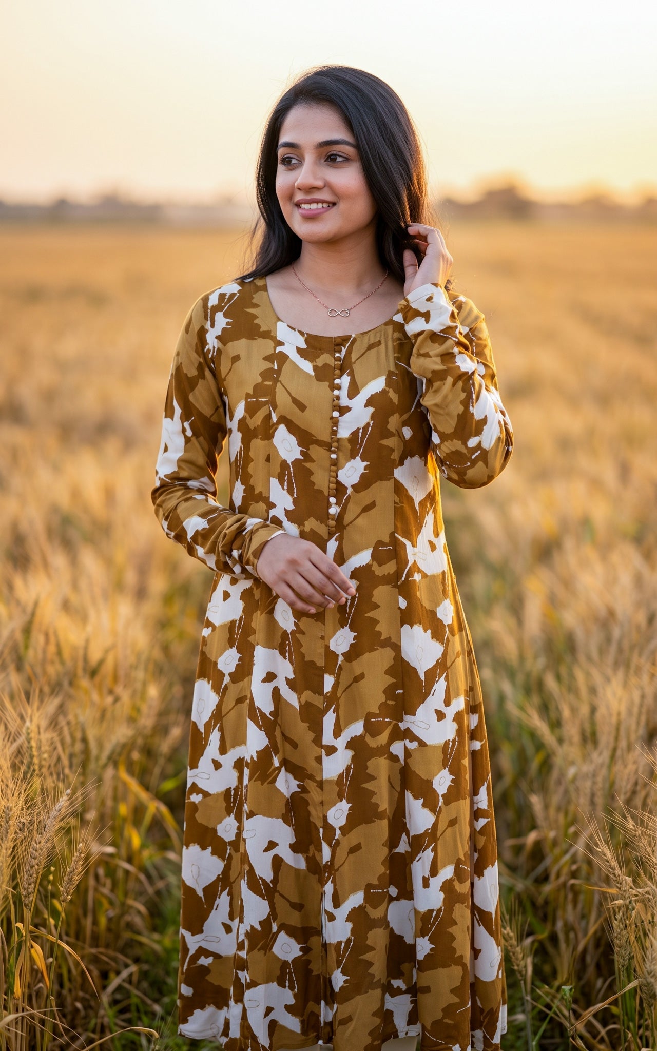 Khaki Rayon Casual Wear Kurti for Women