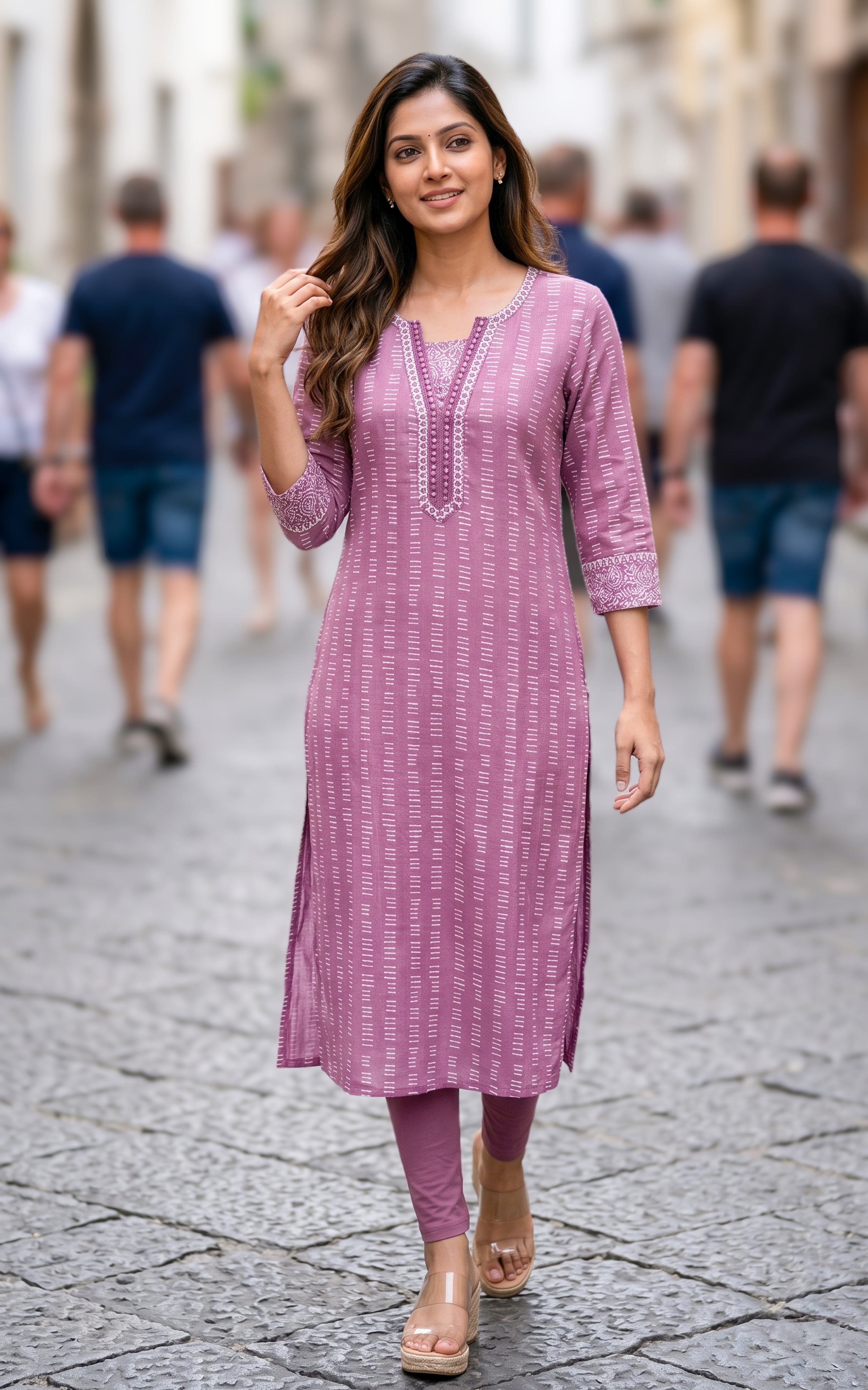 Mauve cotton kurti for women