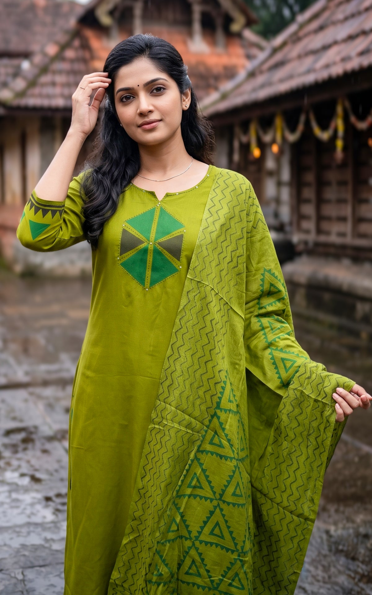Dhanvitha Handblock (Kurti+Pant+Dupatta)