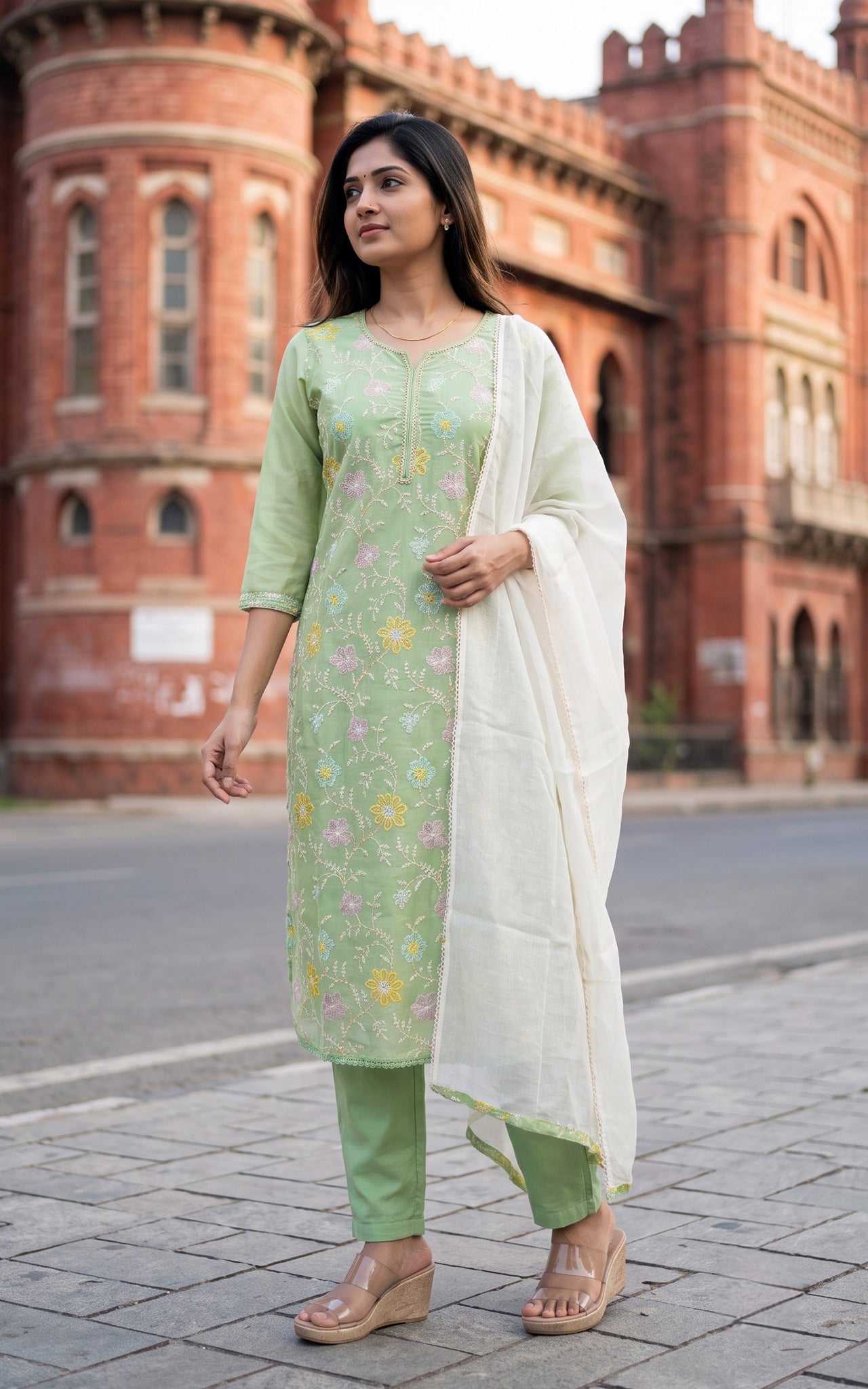 Laara Pista Green (Kurti+Pant+Dupatta)