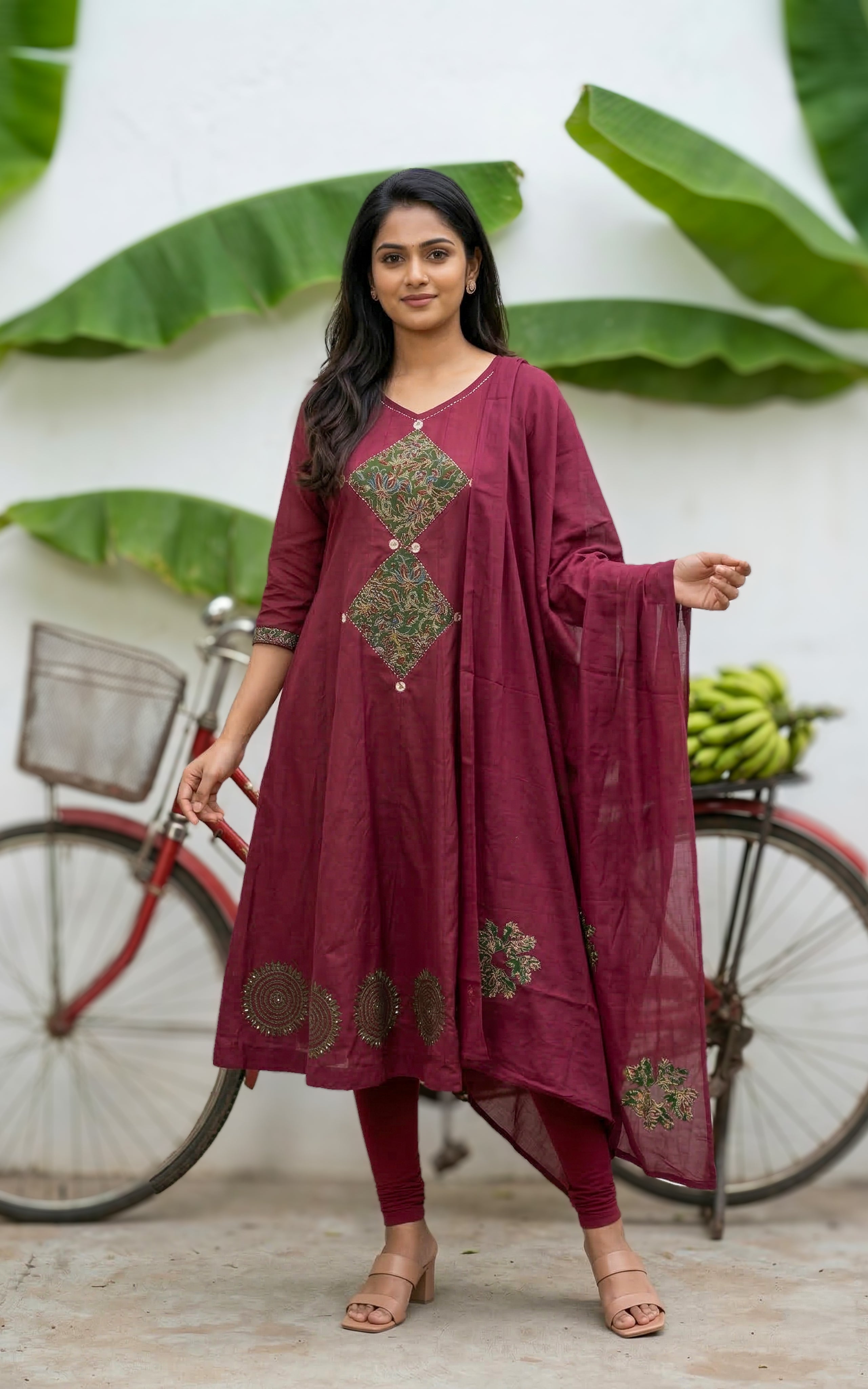 Shonali Maroon (Kurti+Dupatta)