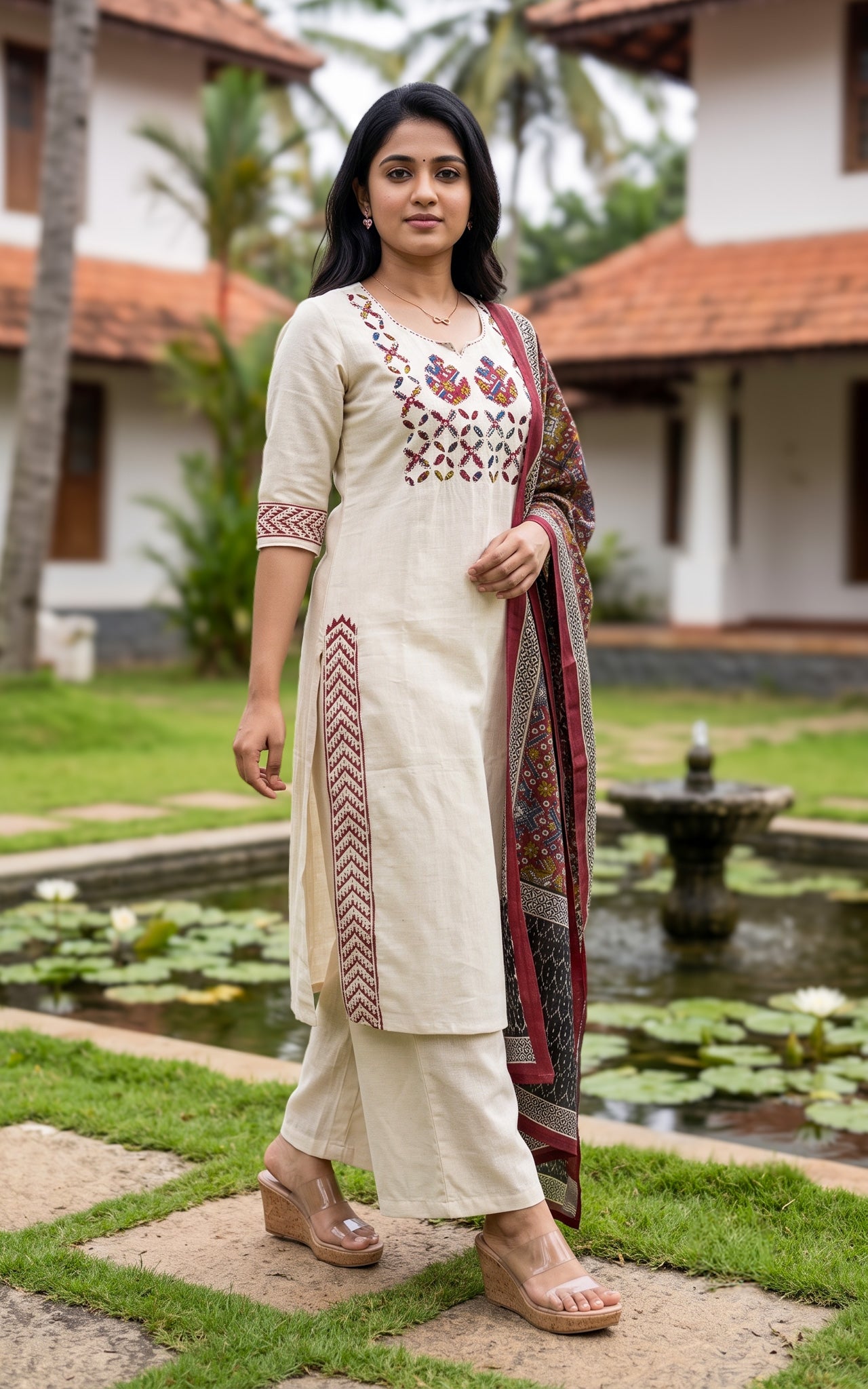 Viviana Handblock C (Kurti+Pant+Dupatta)