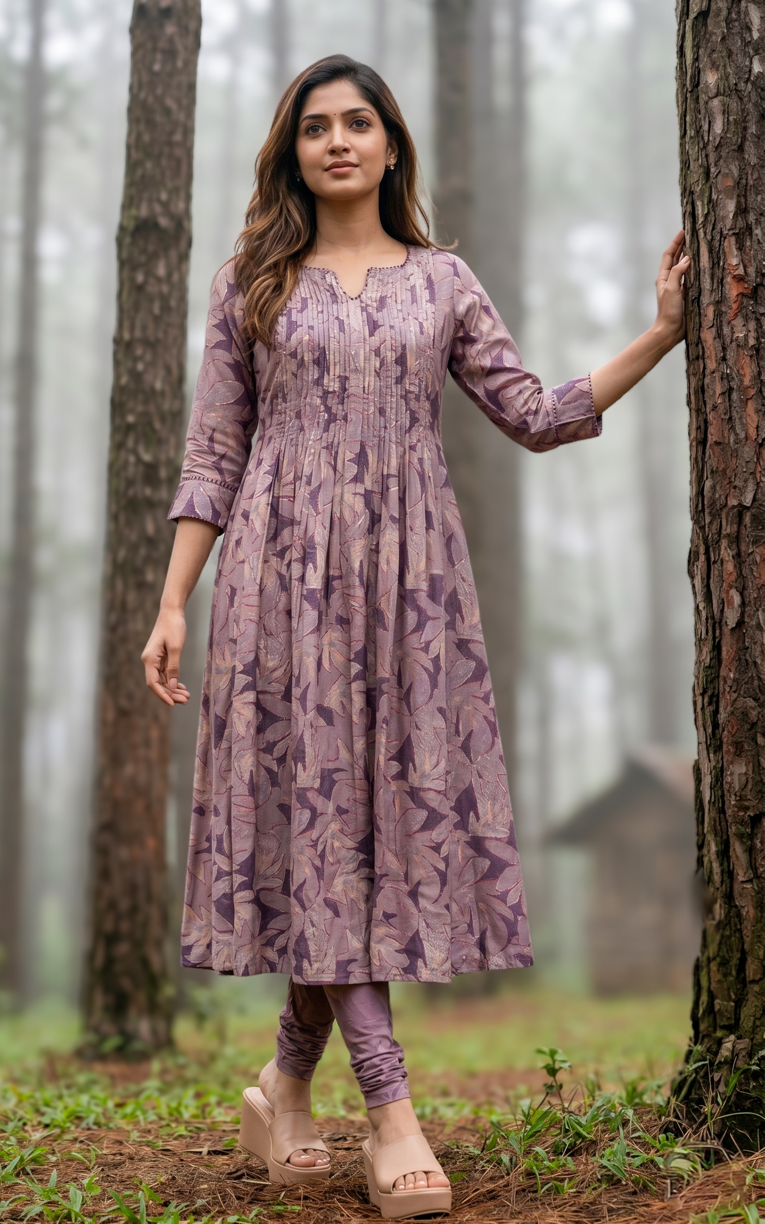 Mauve cotton kurti for women