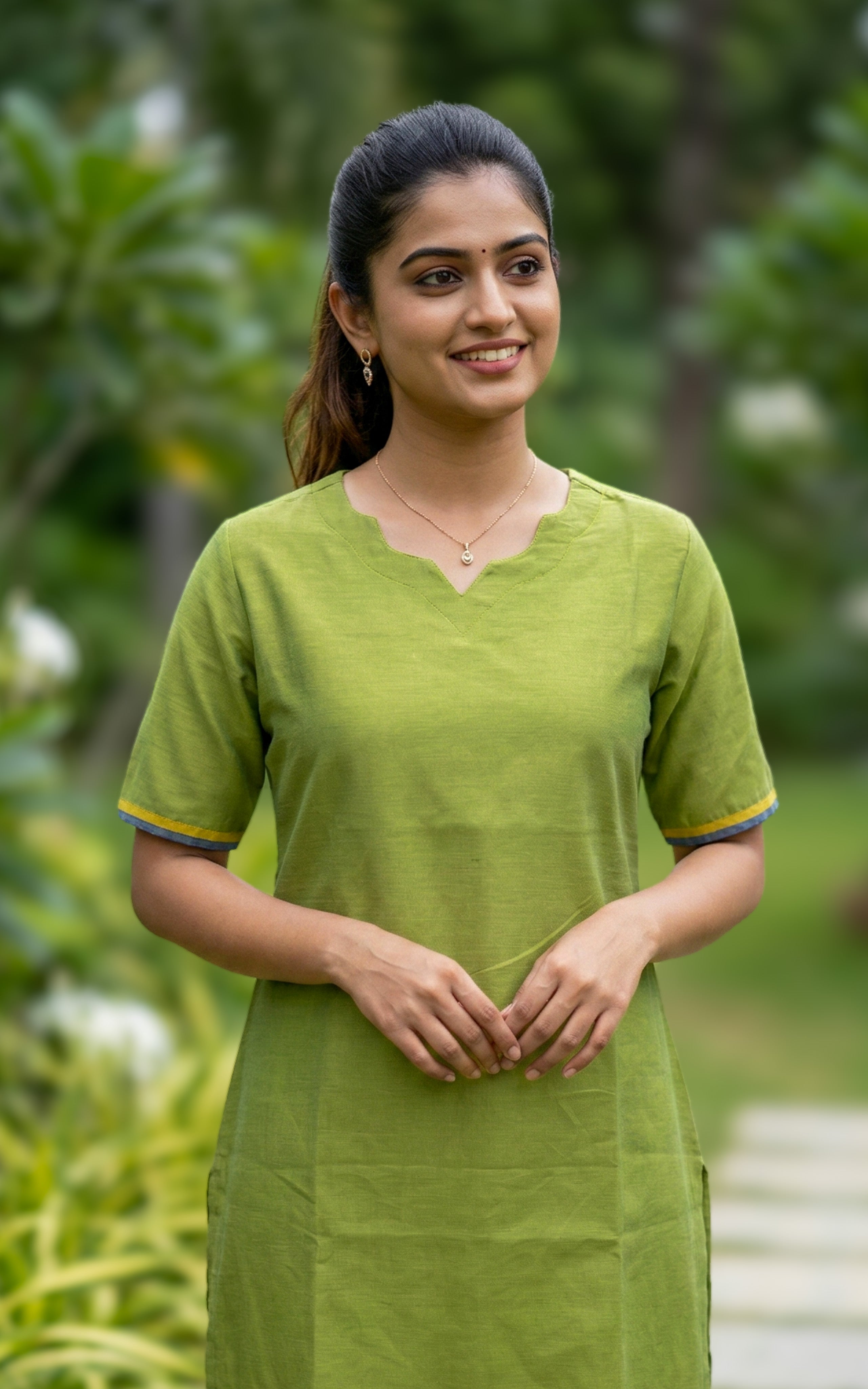 Green Kurti with Side Slit for Office & Casual