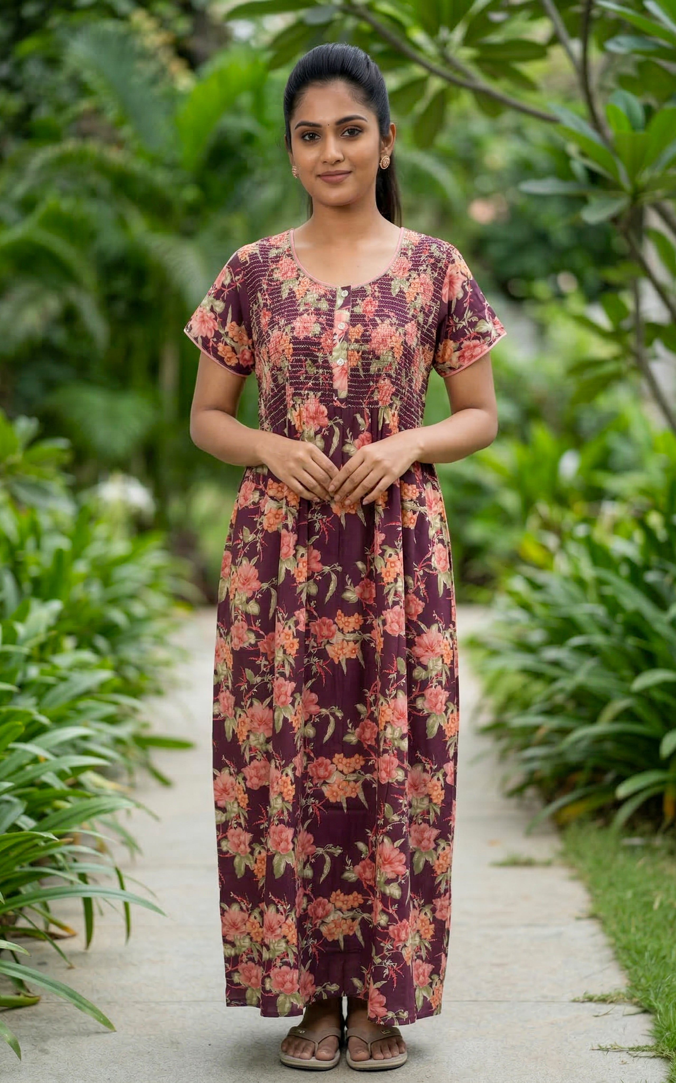 Cotton Straight Fit Nighty-159SS7B