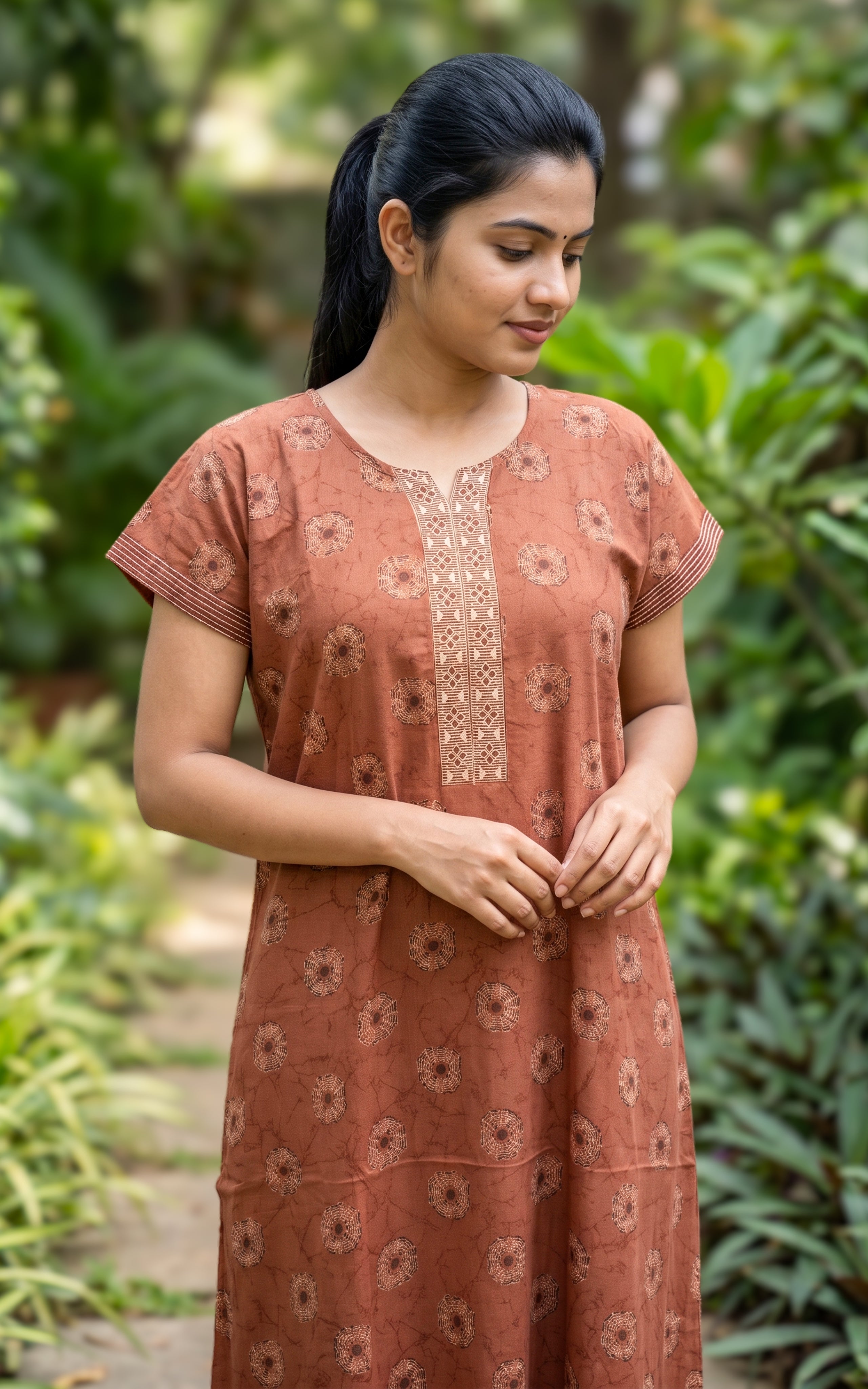 Cotton Straight Fit Nighty-160SS2B