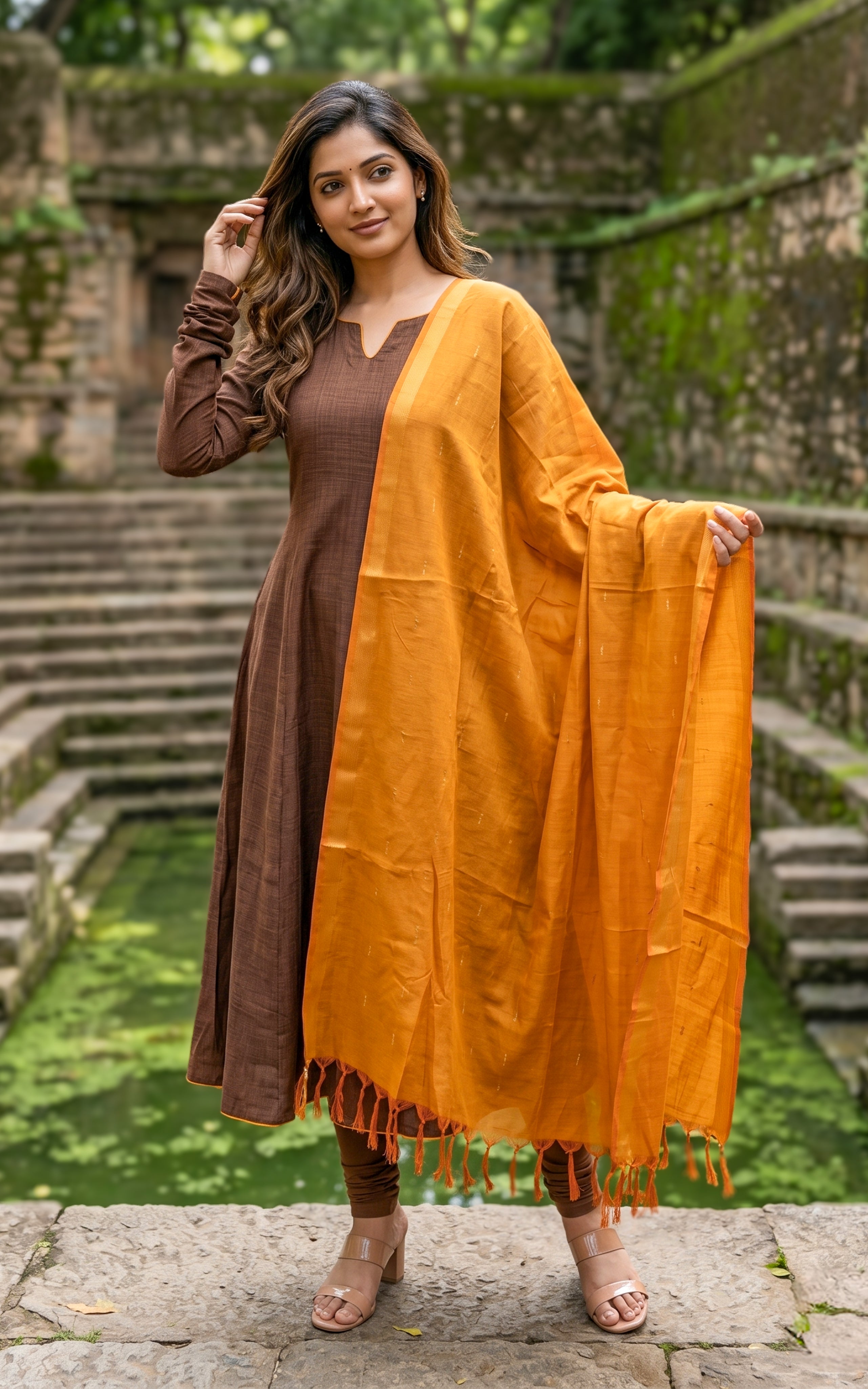 Anwen Brown B (Kurti+Dupatta)