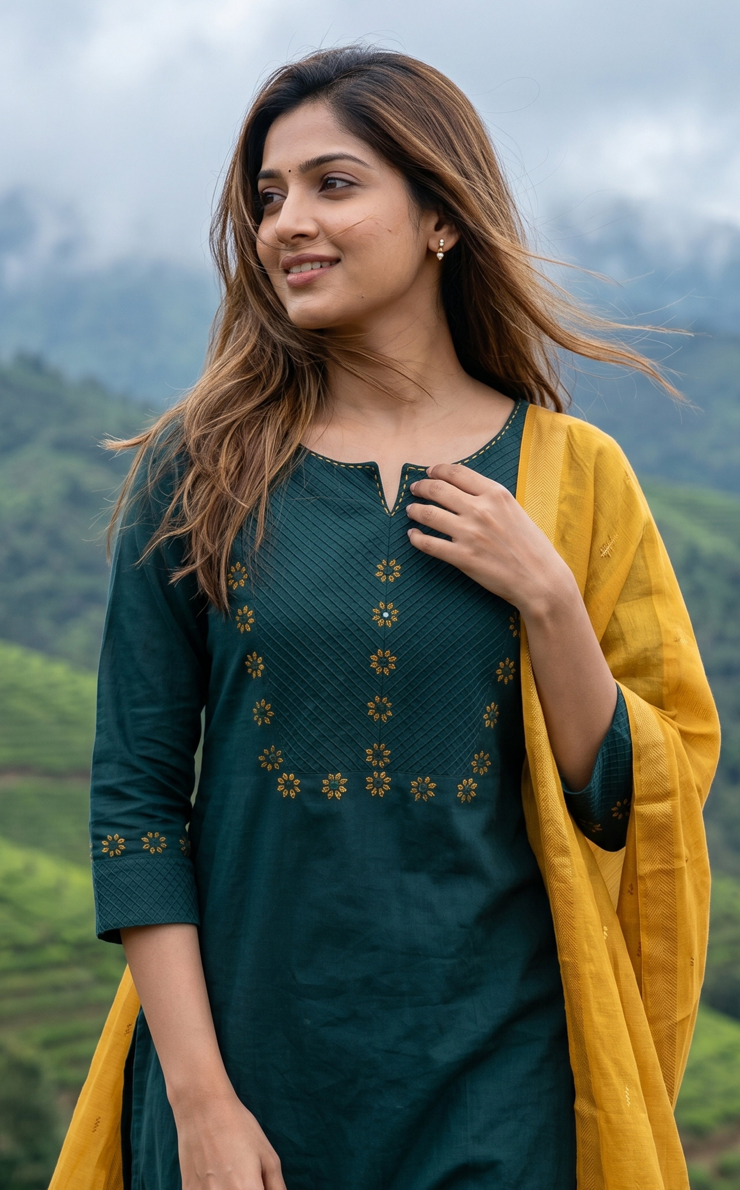 Masani Bottle Green (Kurti+Dupatta)