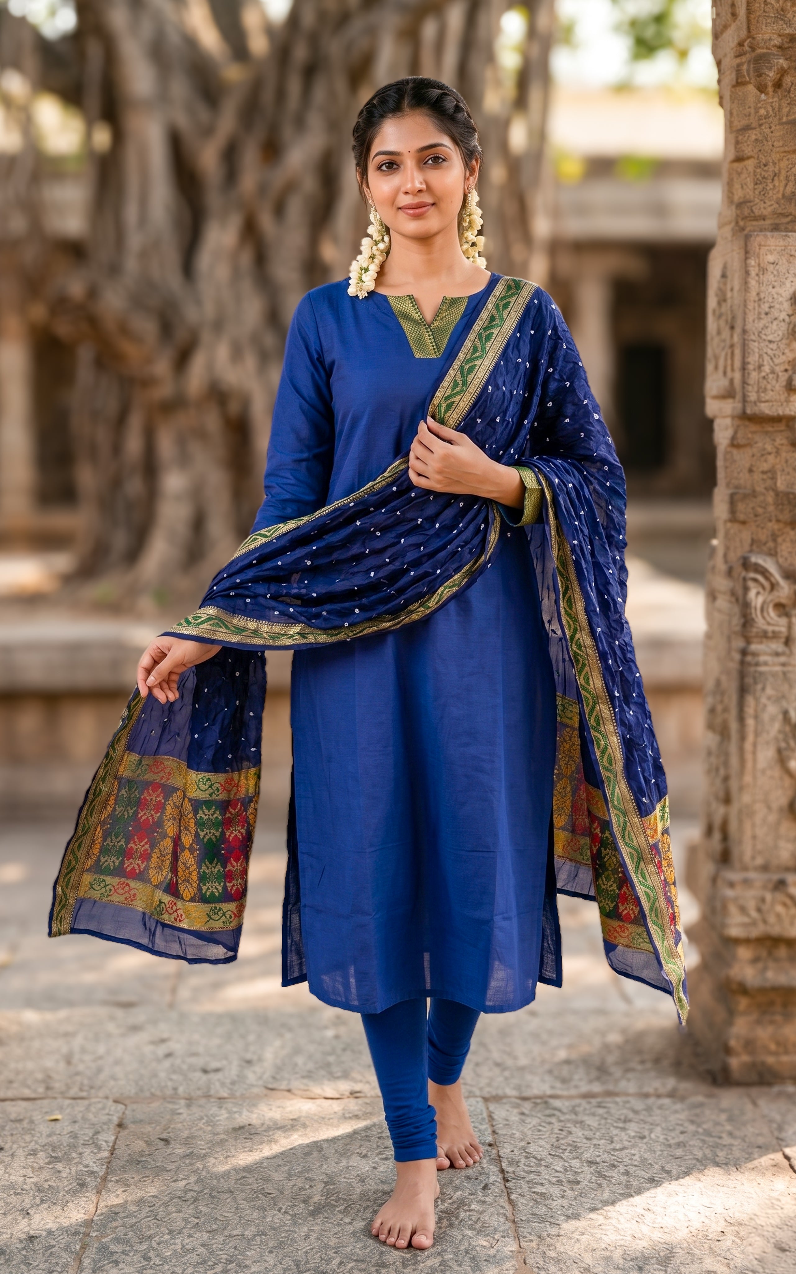 Royal blue festive wear kurti set for women