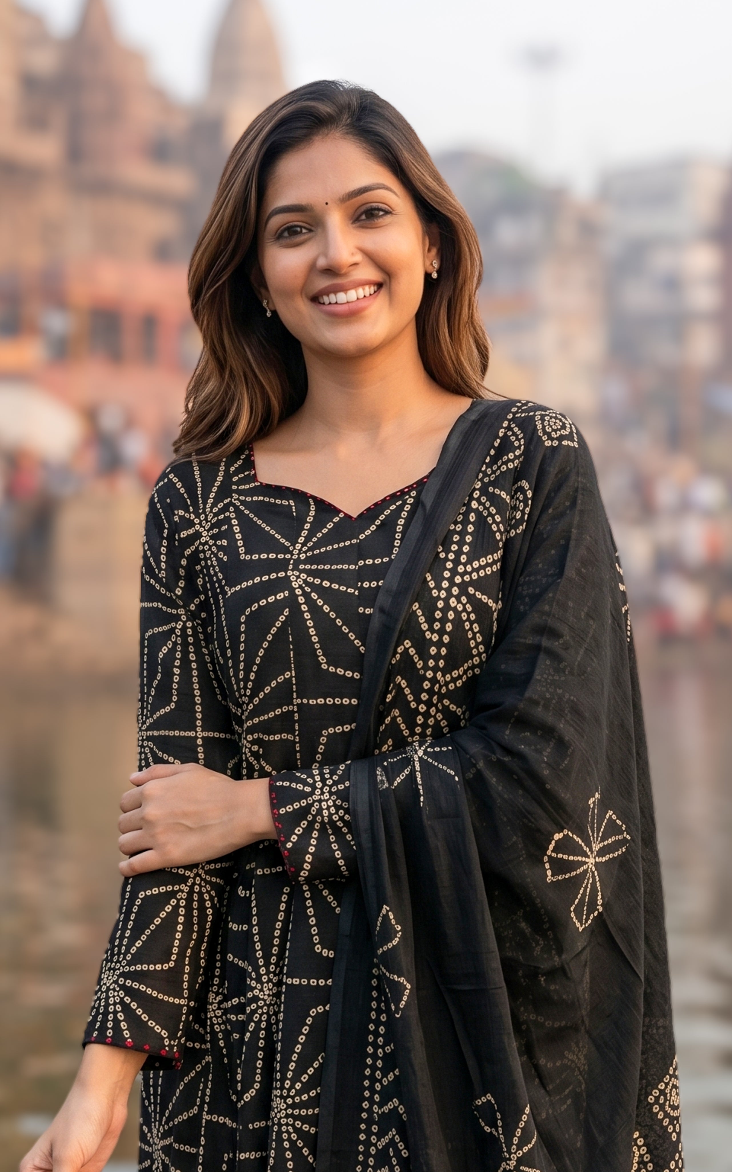 Jerisha Black (Kurti+Dupatta)