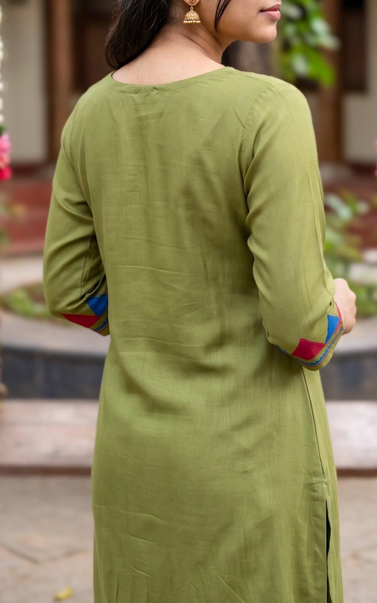 Diwali Casuals Handblock Mehandi Green (Kurti+Pant+Dupatta)