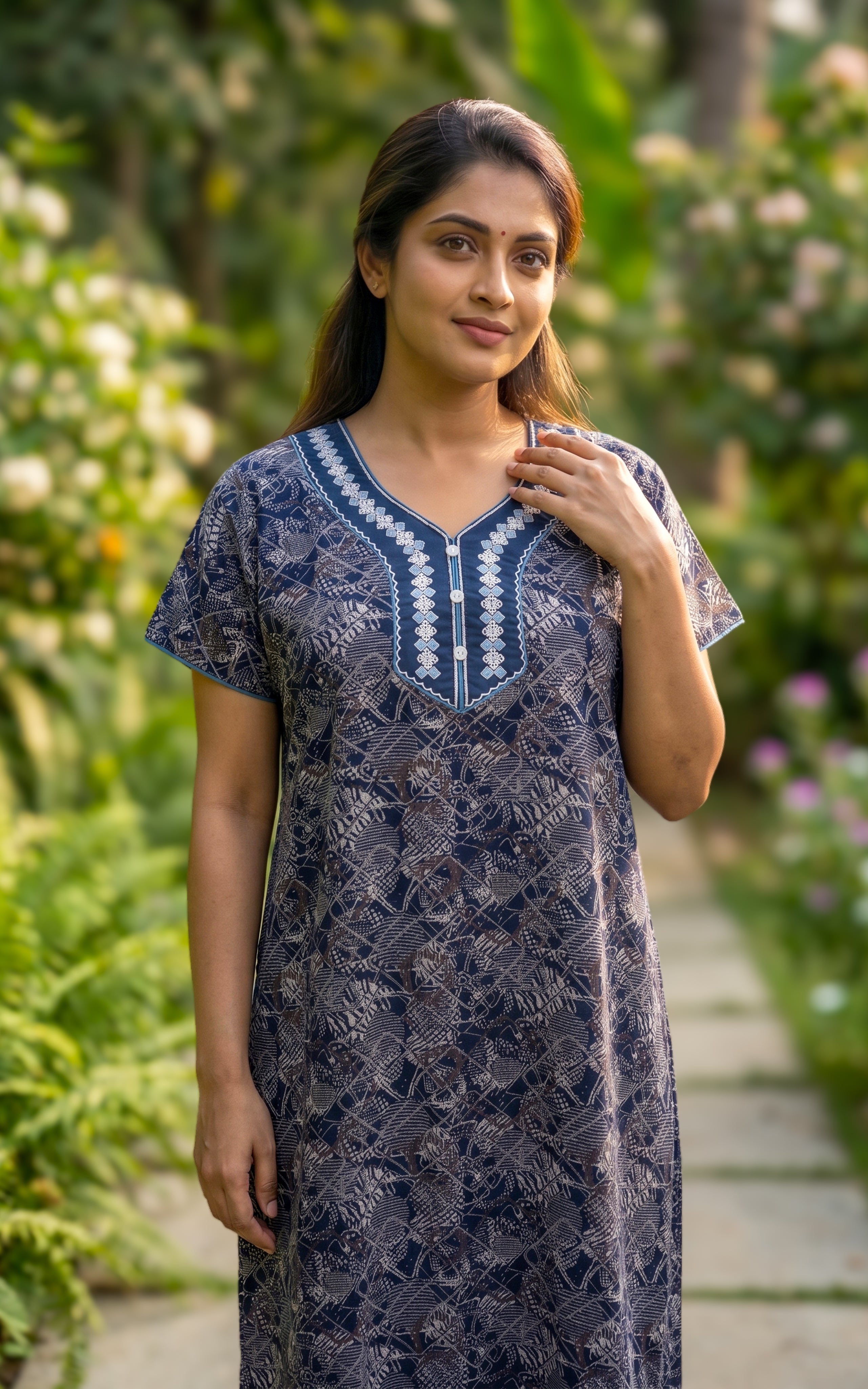 Cotton Straight Fit Nighty-160SS23B