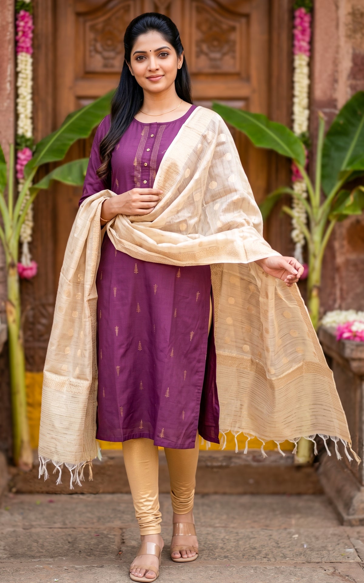 Navarathna Magenta (Kurti+Dupatta)