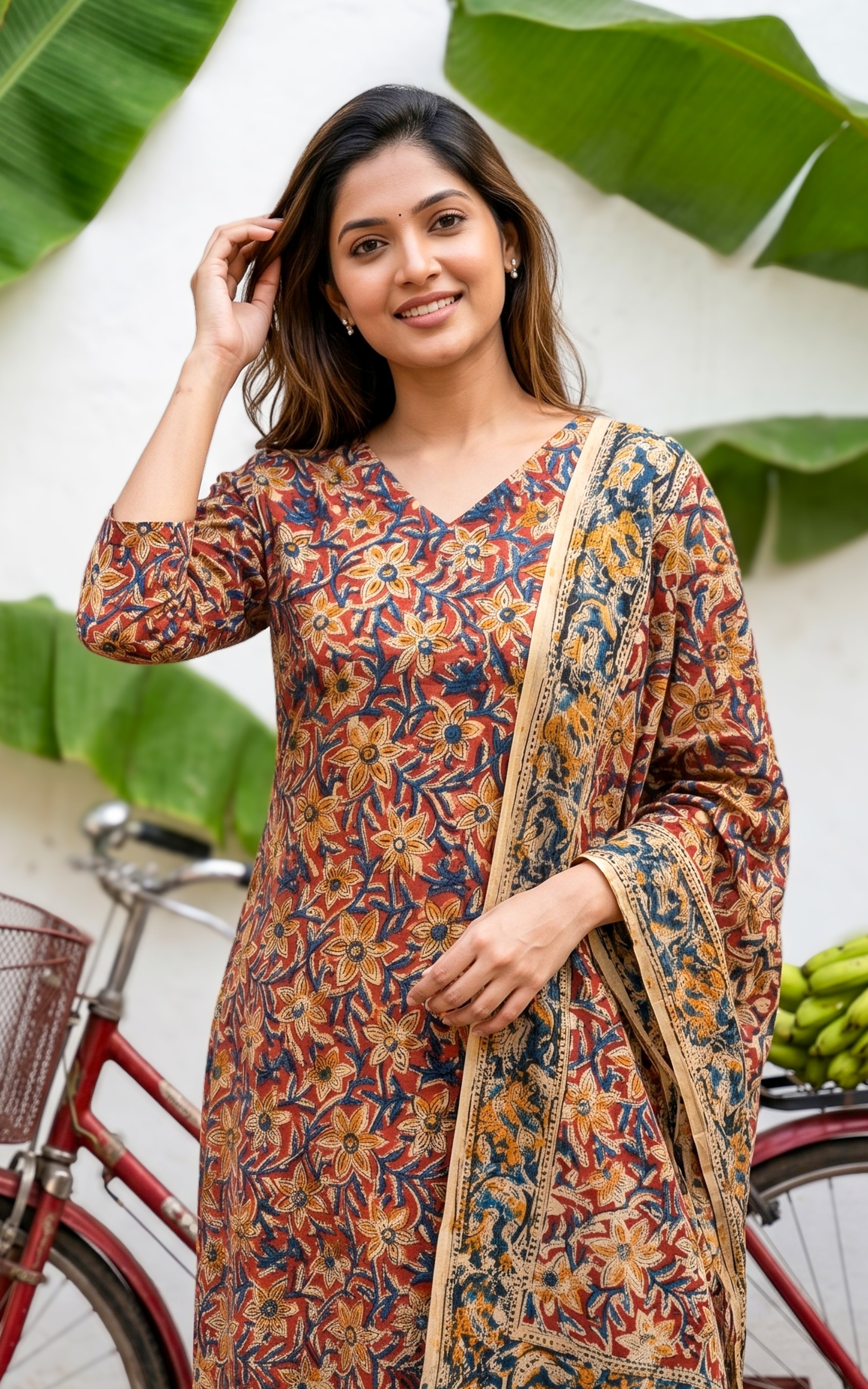 Ethnic Kalamkari Cotton Kurti For Women