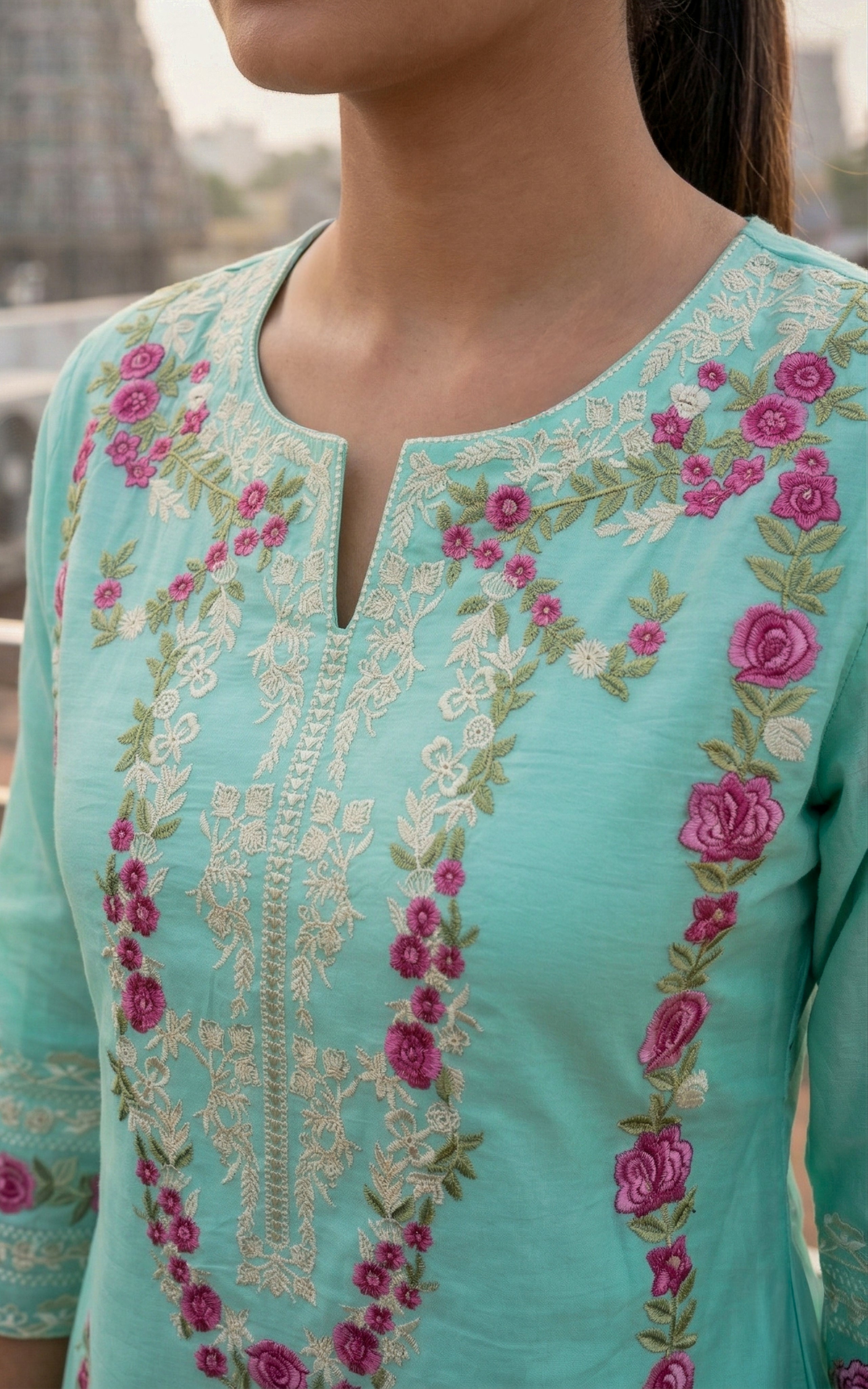 Daily wear lightweight chanderi kurti with dupatta