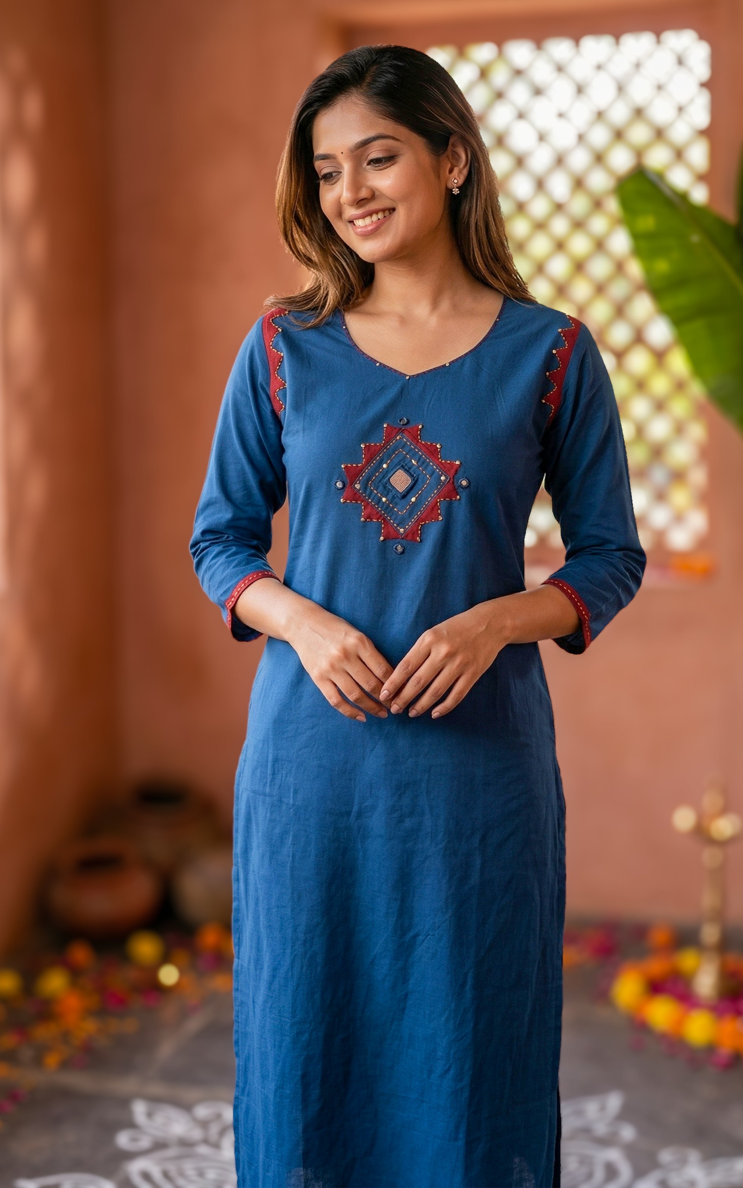 Straight Cut Kurti with Side Slit 