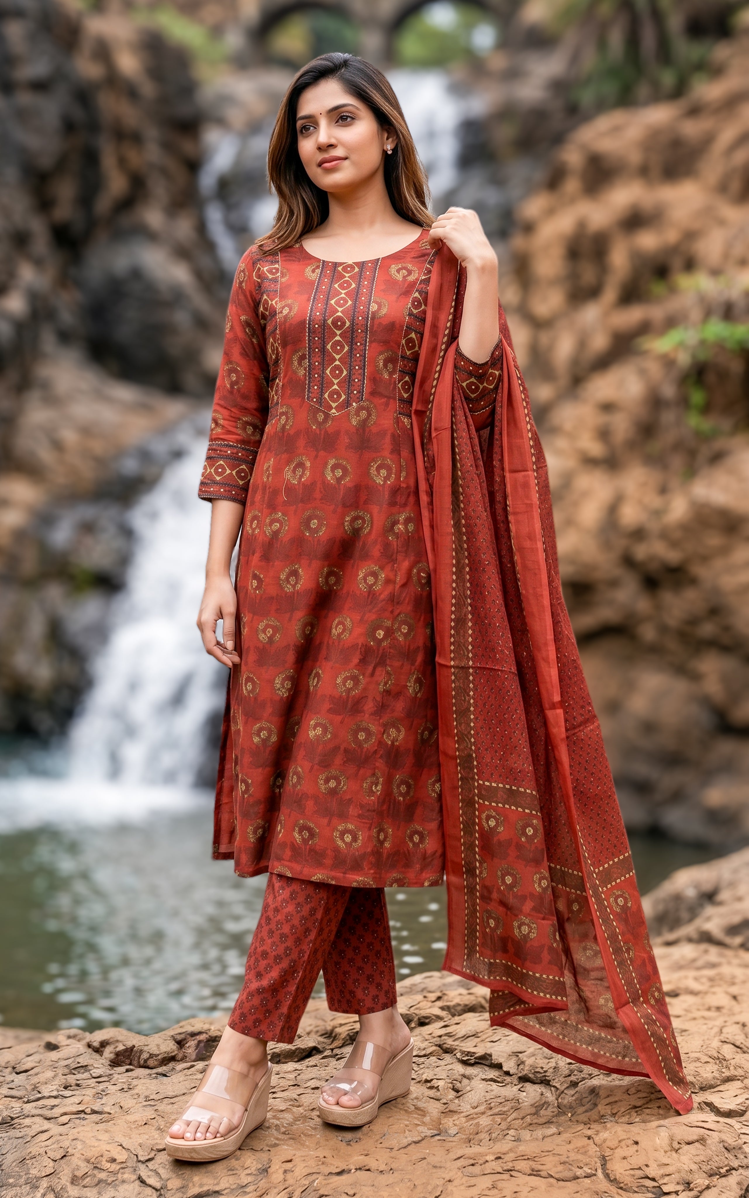 Cotton kurti with cotton dupatta for women