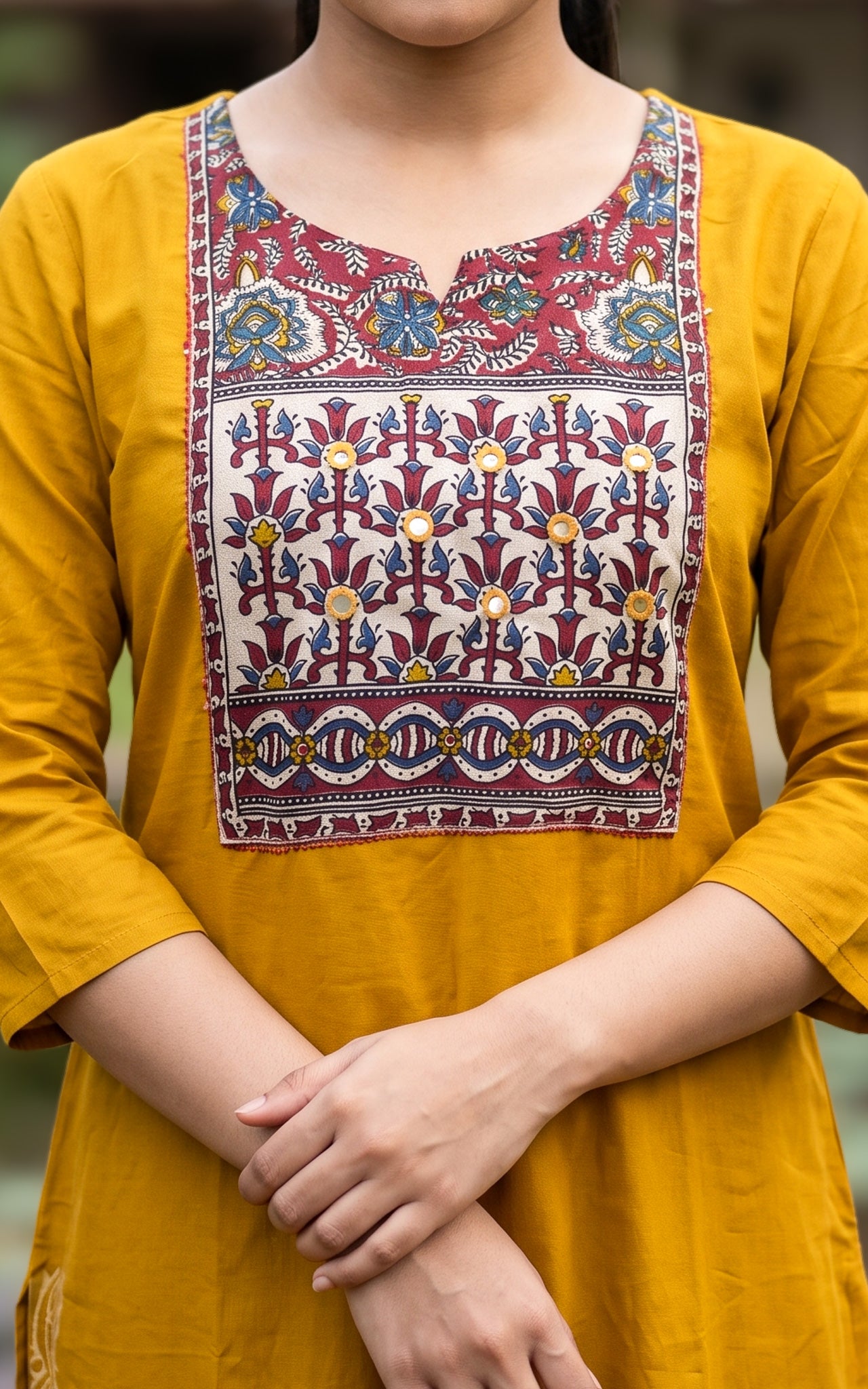 Ranvika Mustard Handblock (Kurti+Pant+Dupatta)