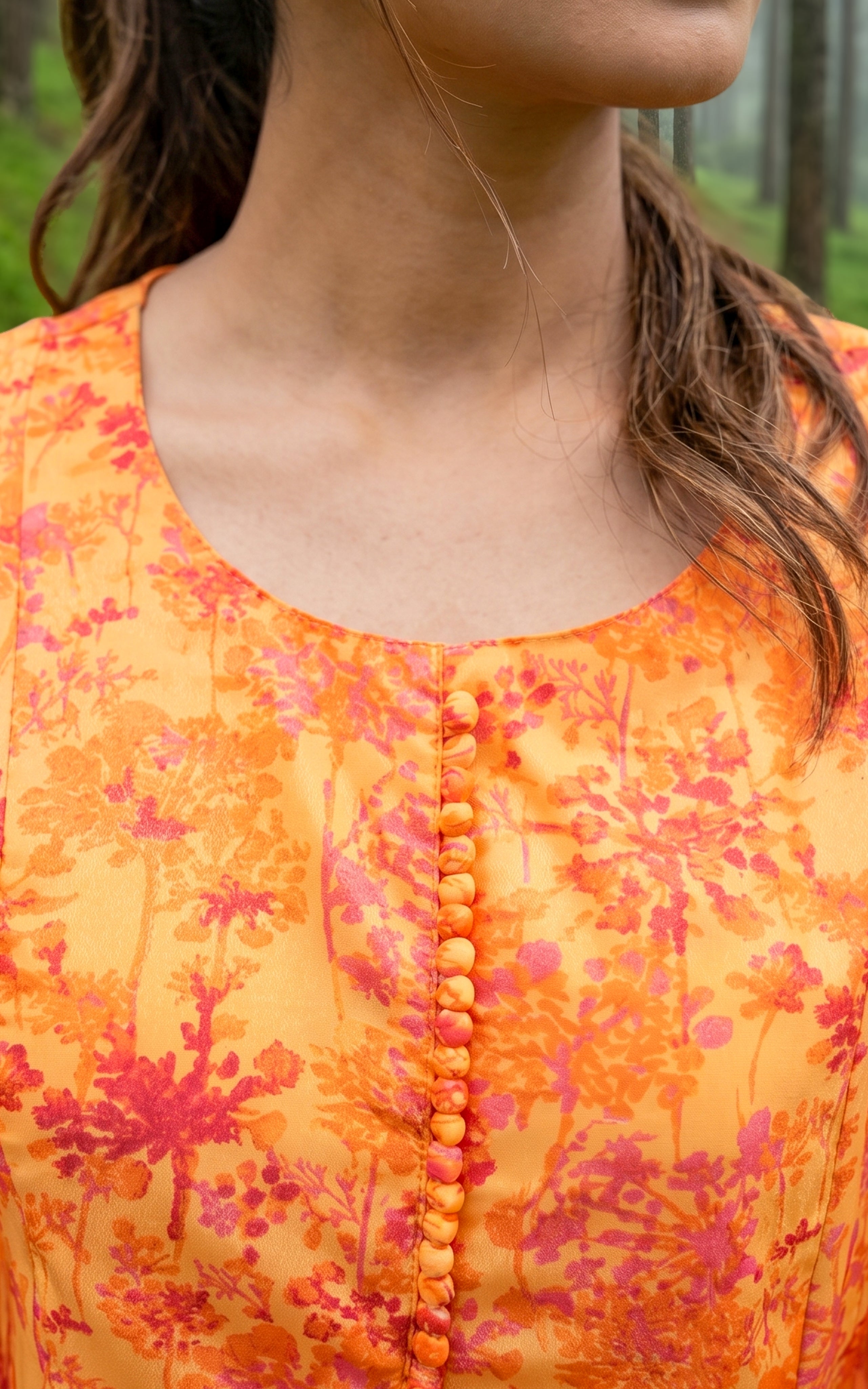 Elegant golden orange georgette kurti for women