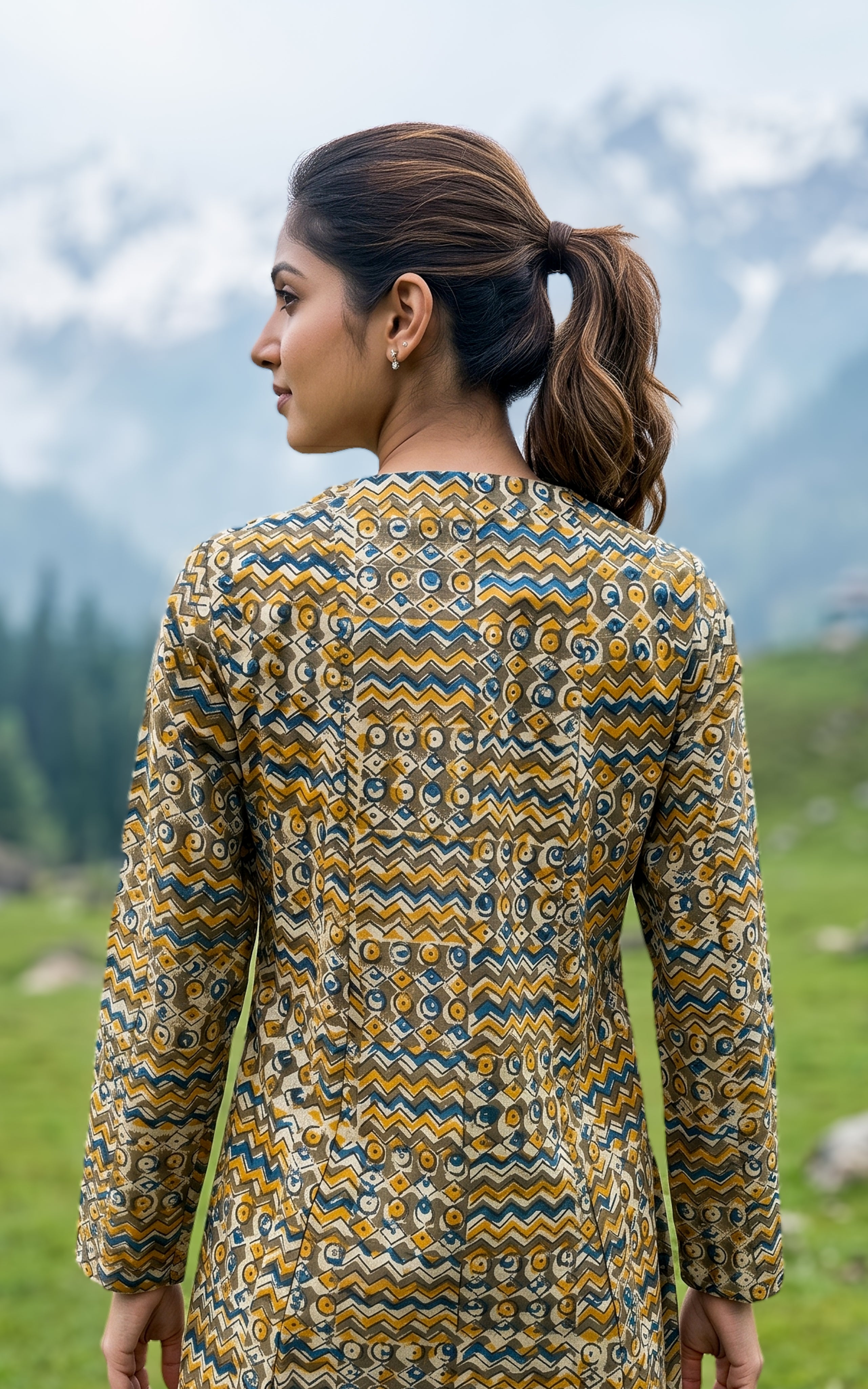 Cotton Anarkali with Kalamkari dupatta for women