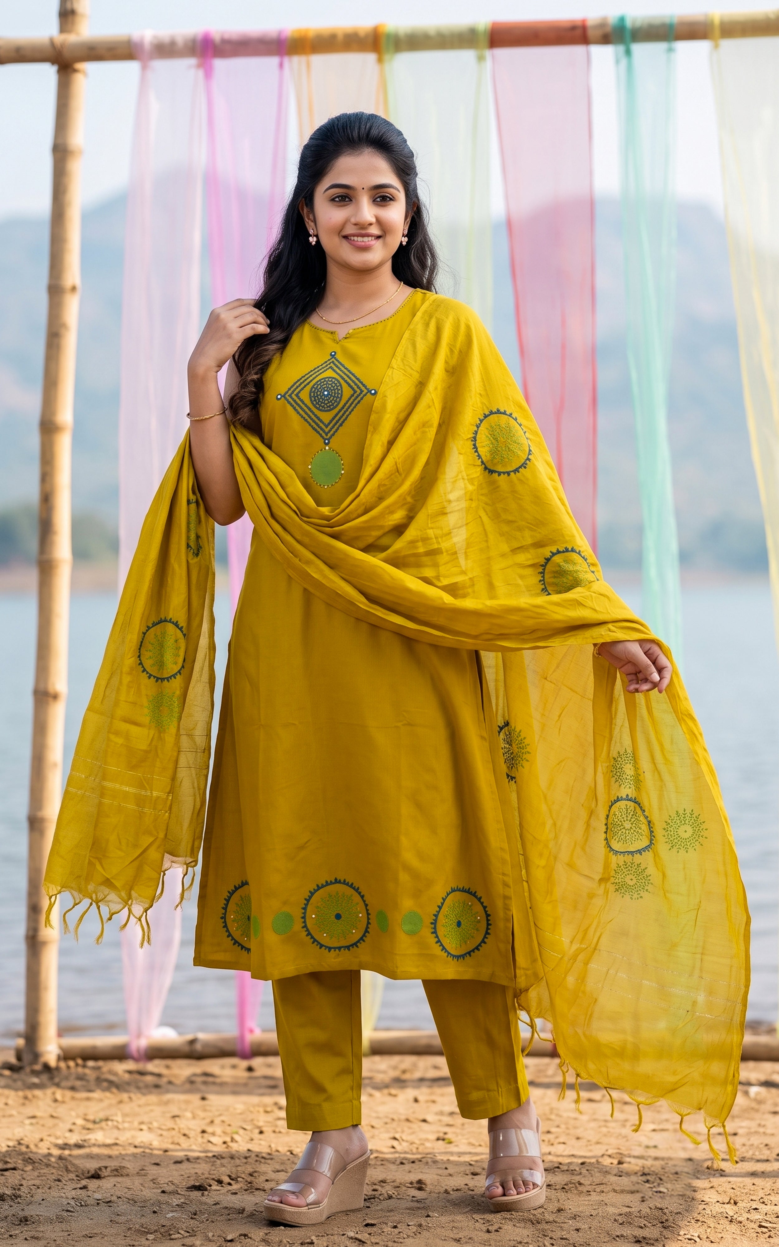 Mithusree Handblock (Kurti+Pant+Dupatta)