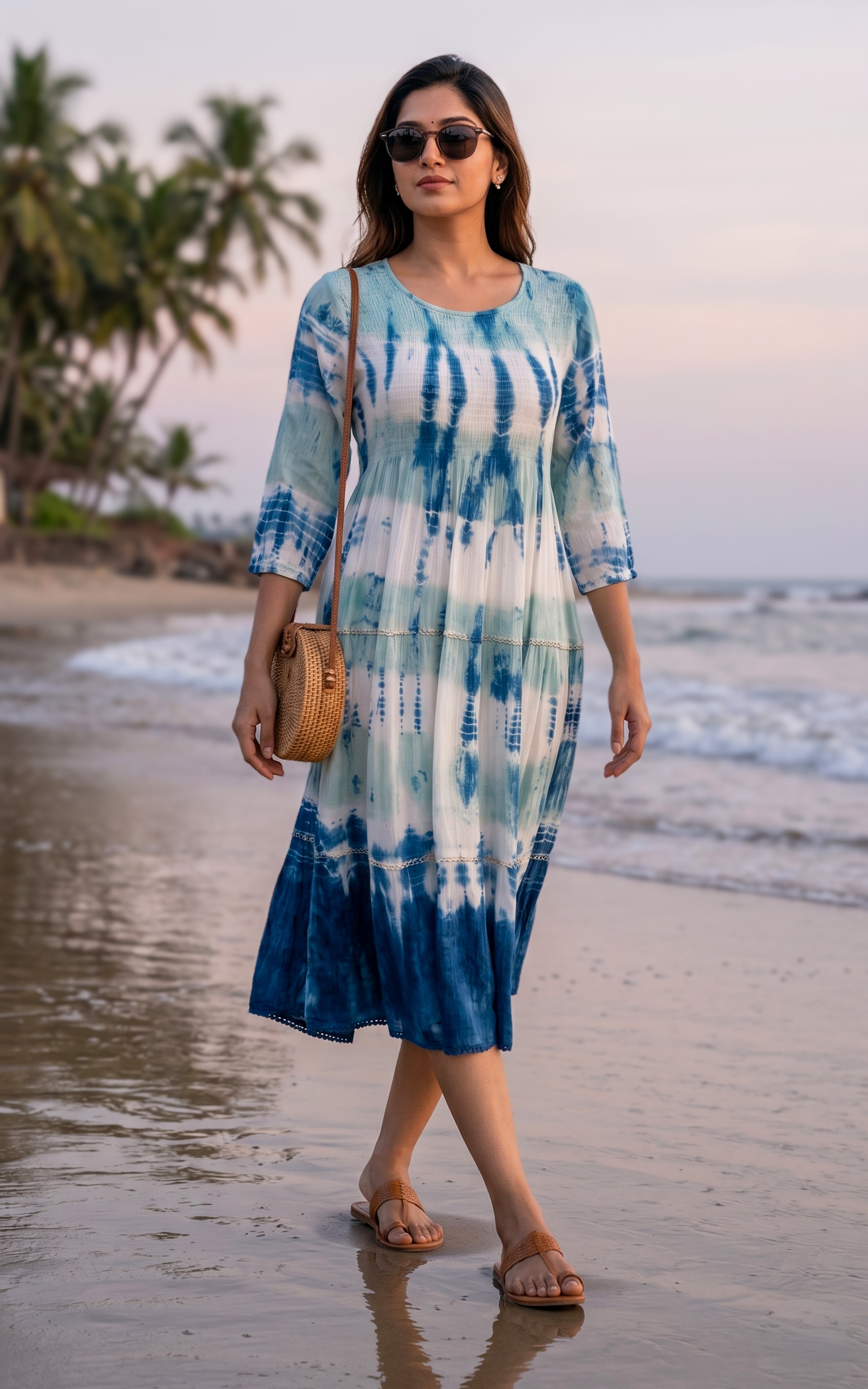 Viscose tiered maxi dress for women

Tie and dye viscose maxi dress