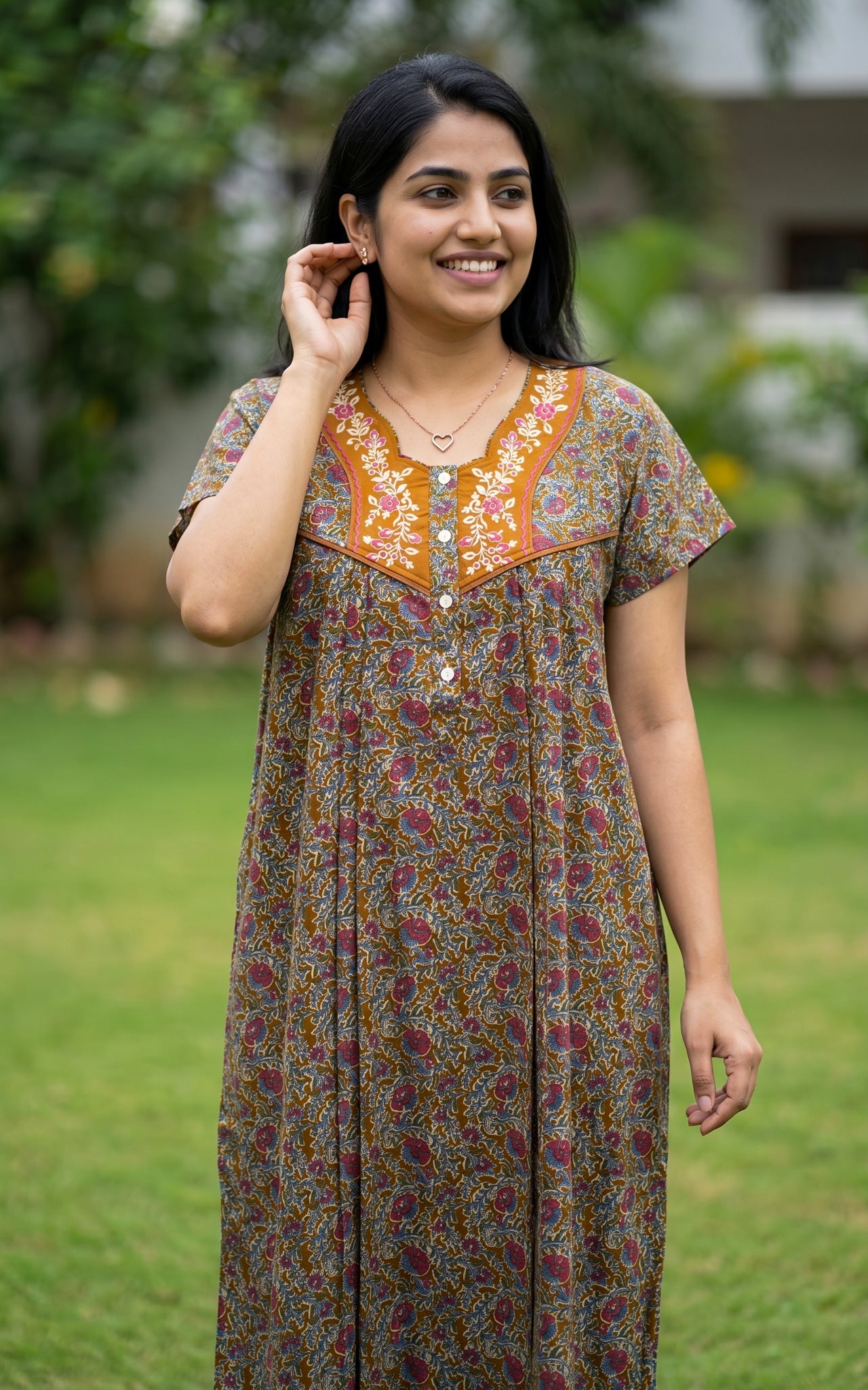 Cotton Straight Fit Nighty-162SS12