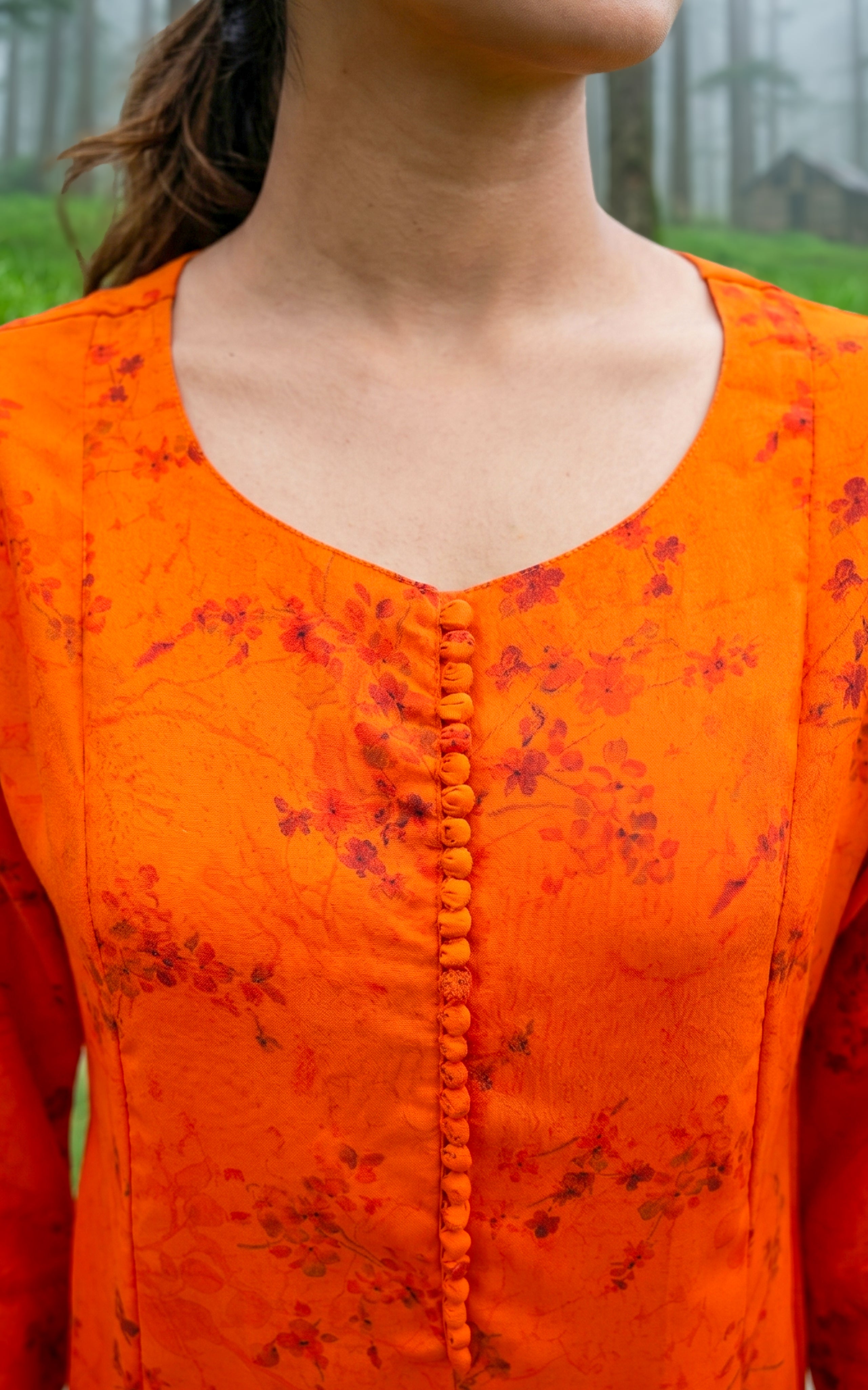 Georgette kurti with potli buttons for women