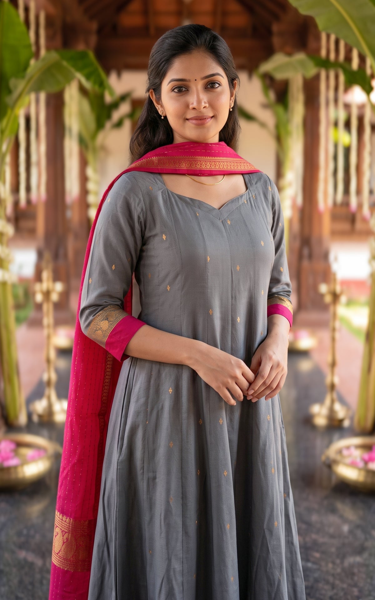 Kundhavai Grey (Kurti+Dupatta)