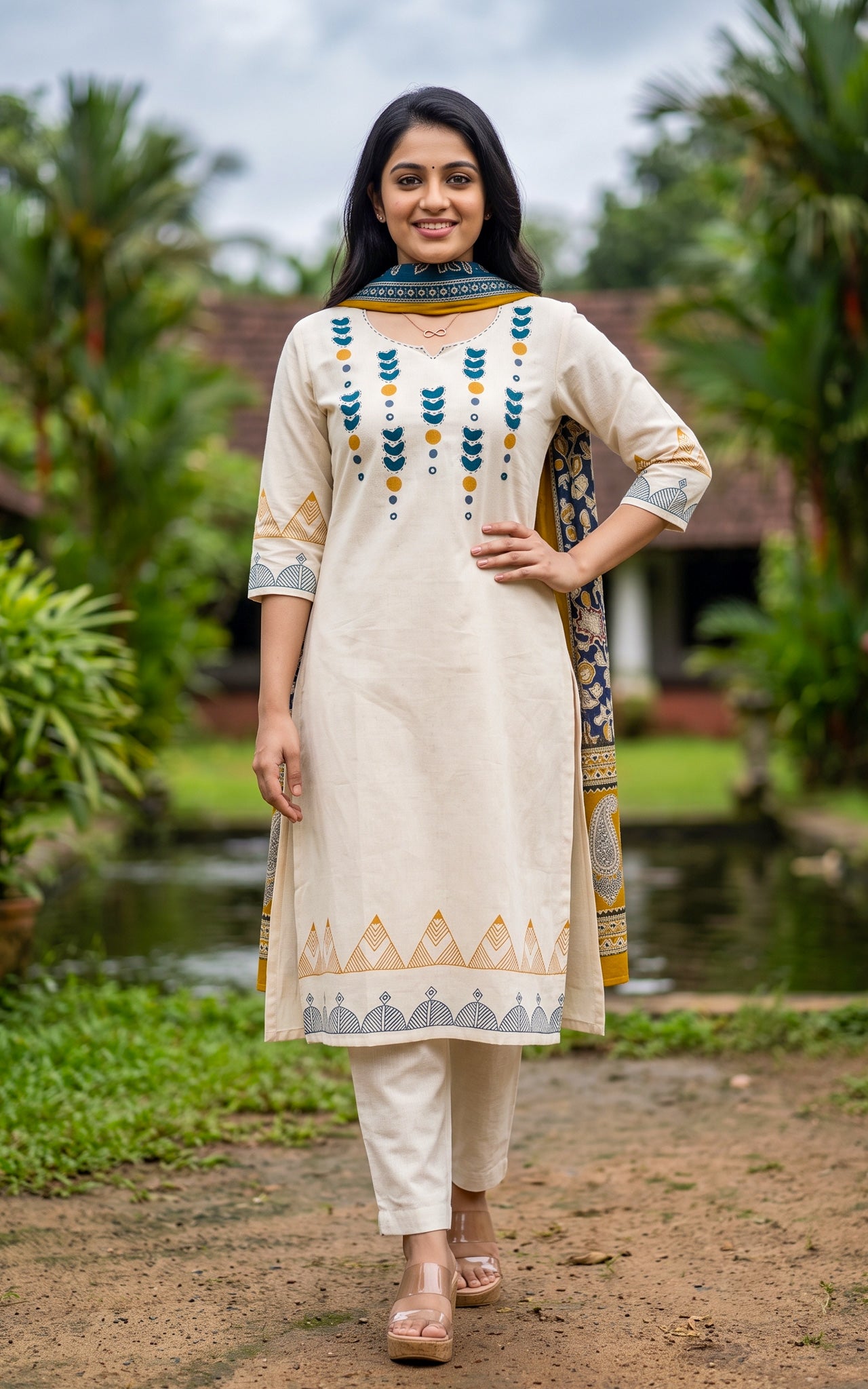 Viyani Handblock(Kurti+Pant+Dupatta)