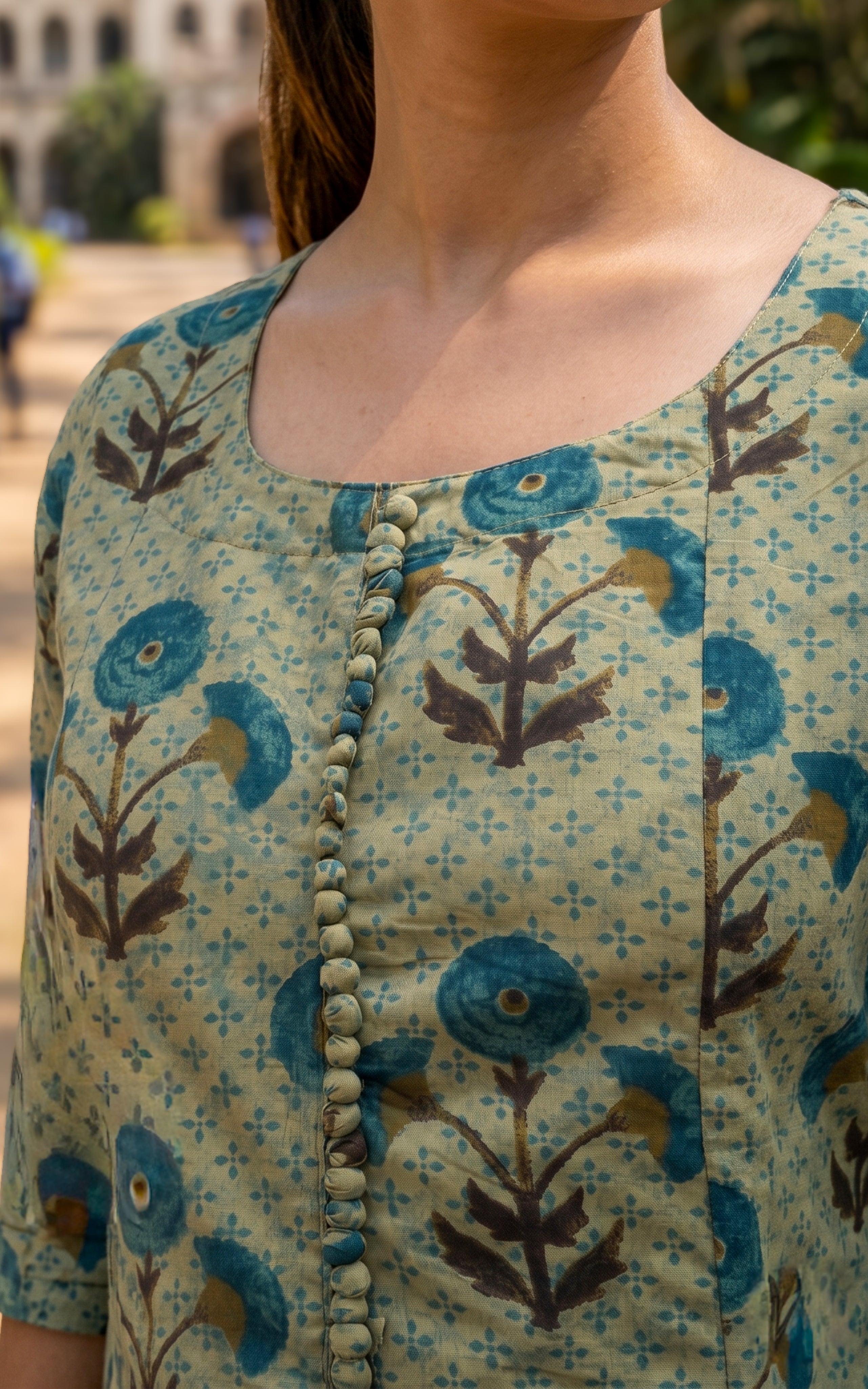 Green stylish Aline kurti for women