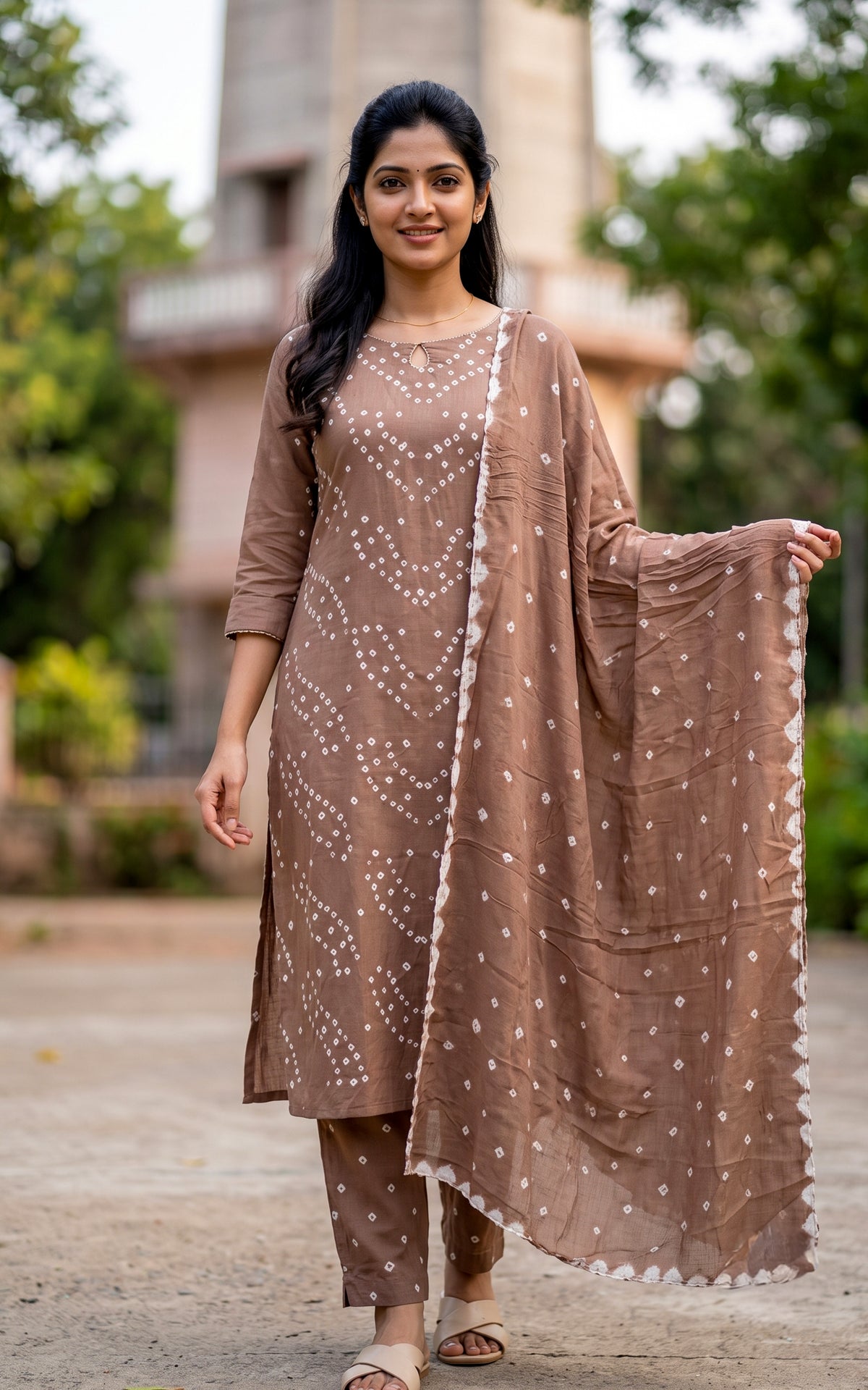 Rithushka Reddish Grey A (Kurti+Pant+Dupatta)