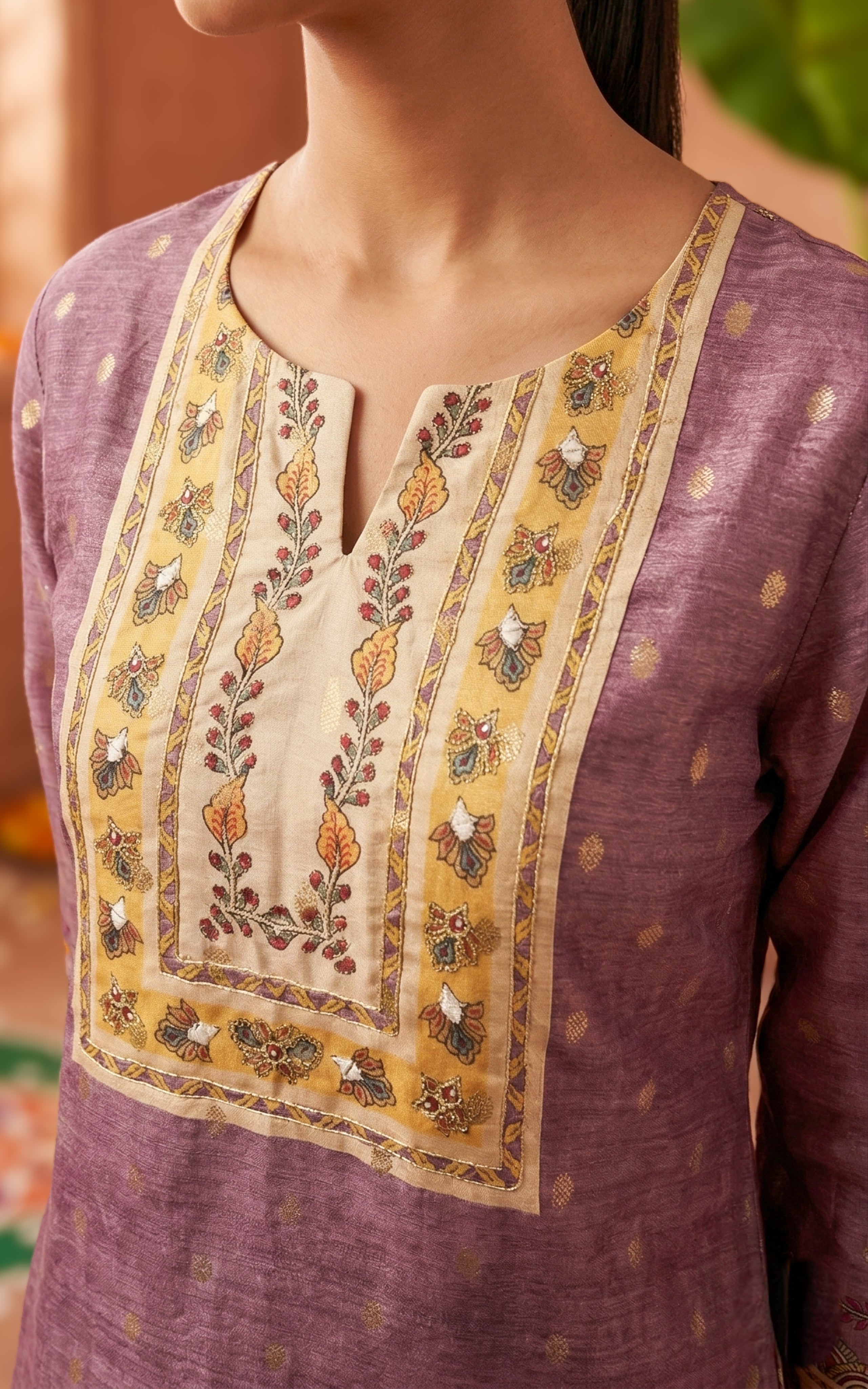 Instore – Dusty Lavender Rincy Kurti for Women – Art Silk – Festive Ethnic Wear