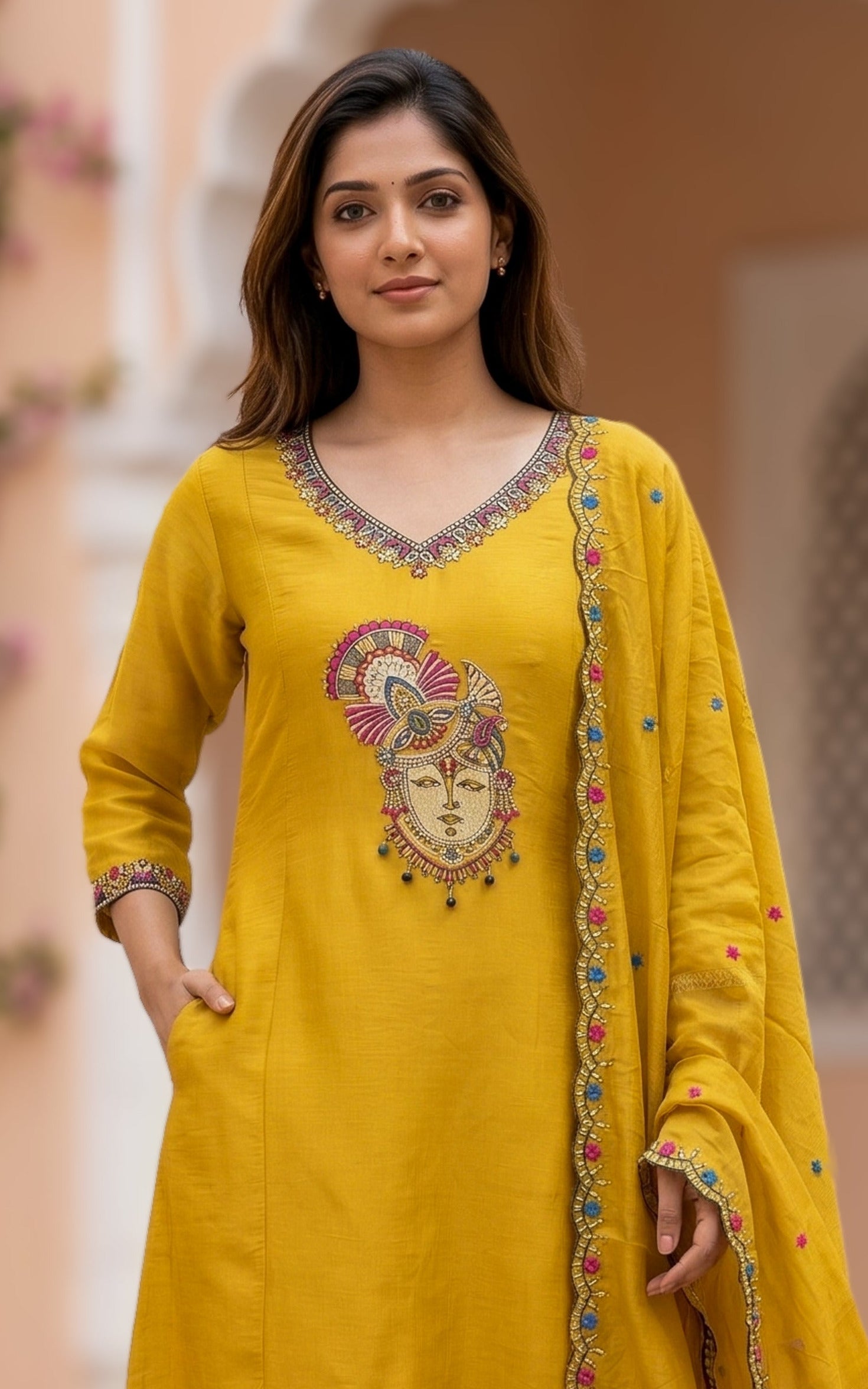 Thulir Mustard (Kurti+Dupatta)