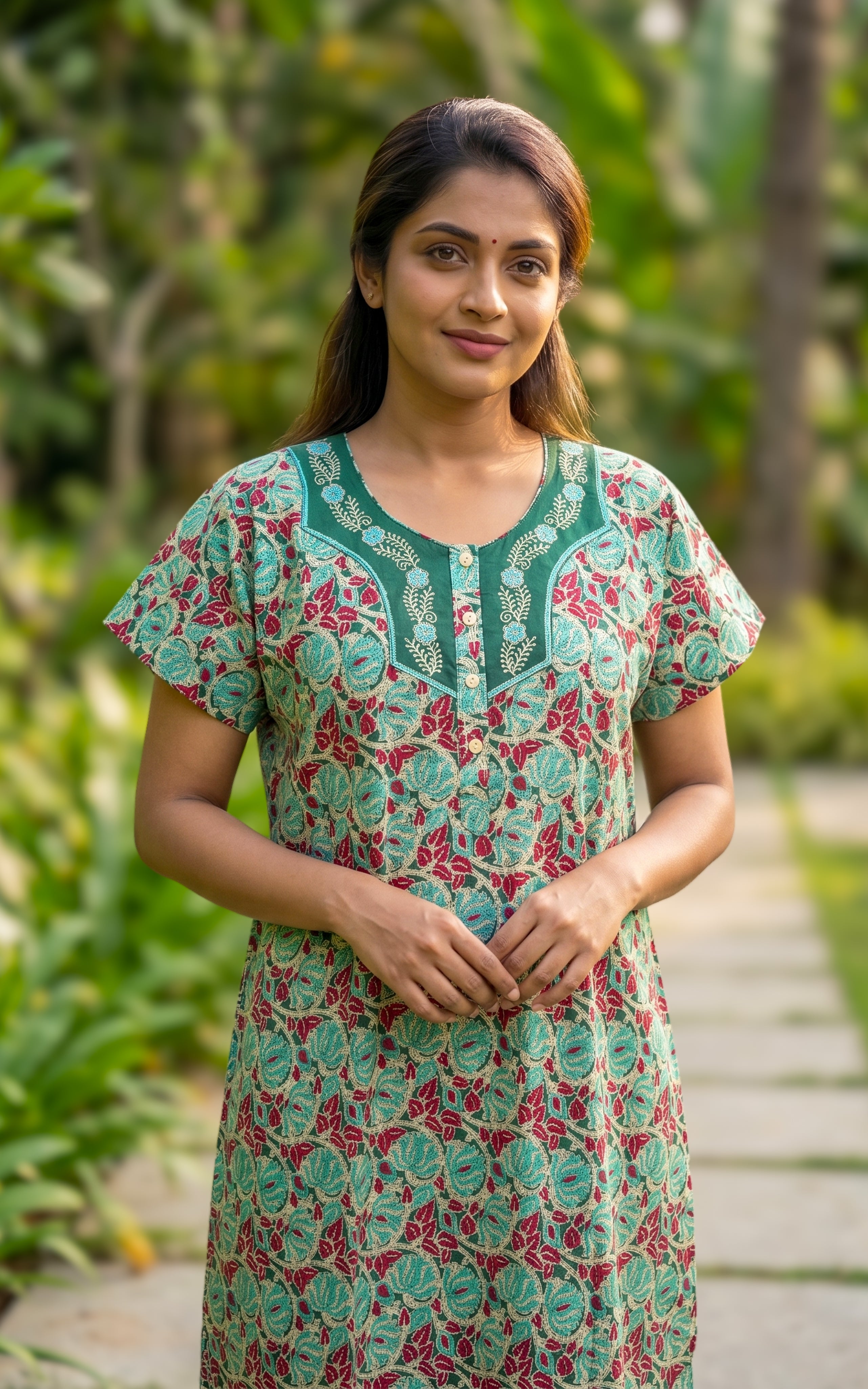 Cotton Straight Fit Nighty-160SS24B