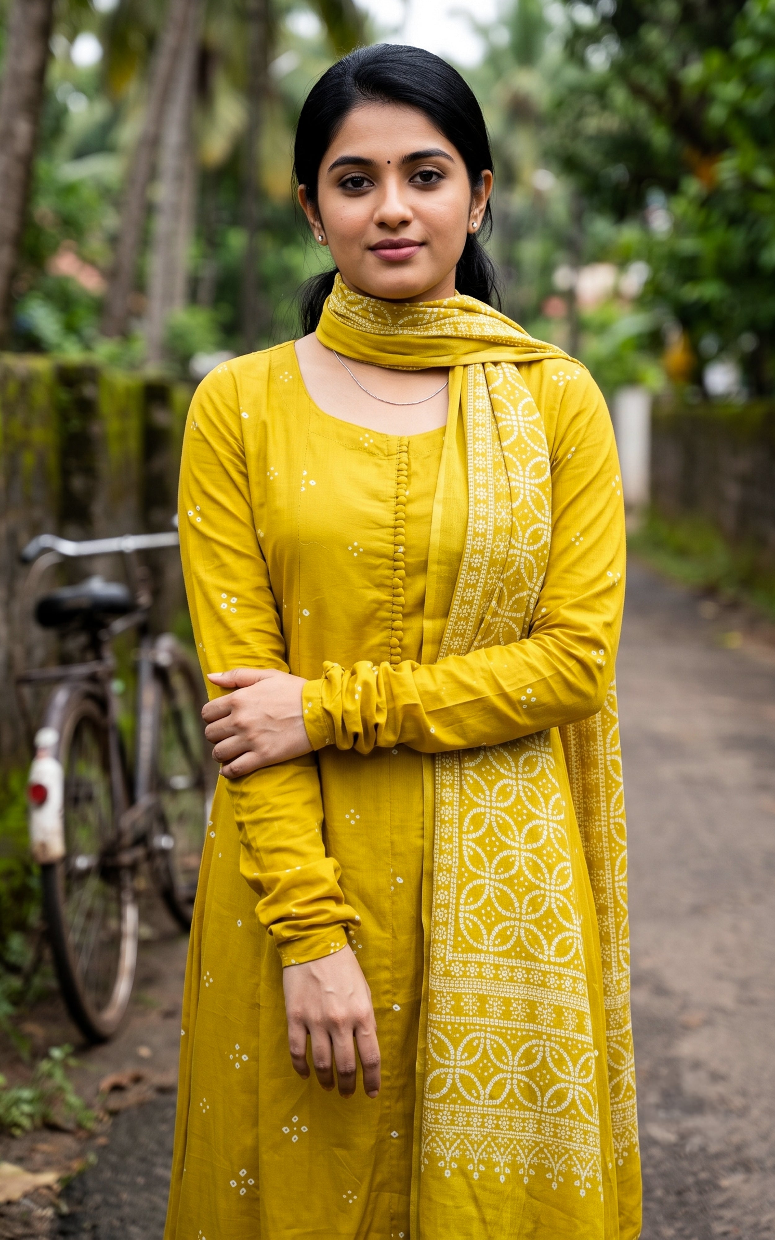 Lime Green Cotton Kurti with Dupatta for Women