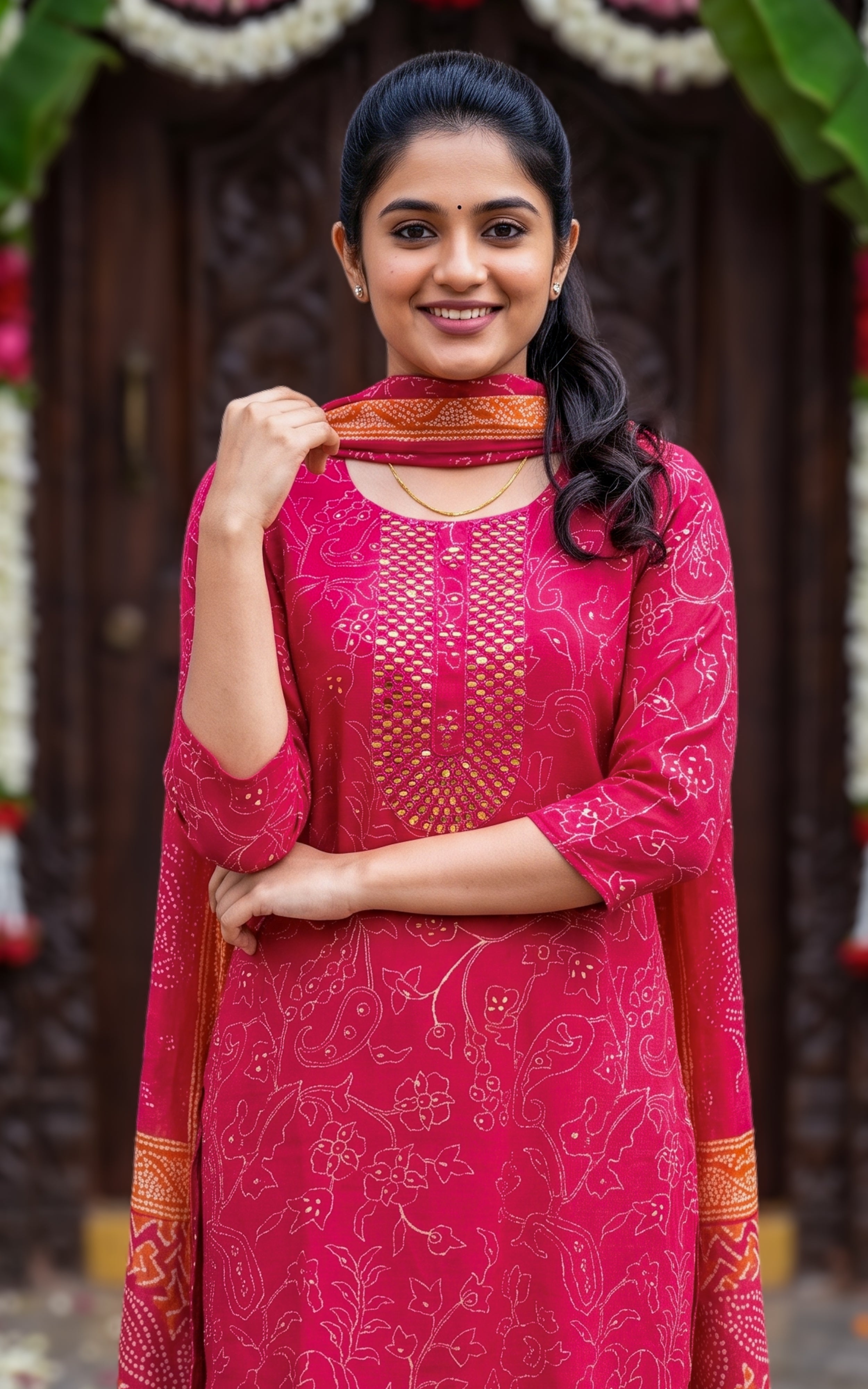 Sanjavi Reddish Pink (Kurti+Pant+Dupatta)