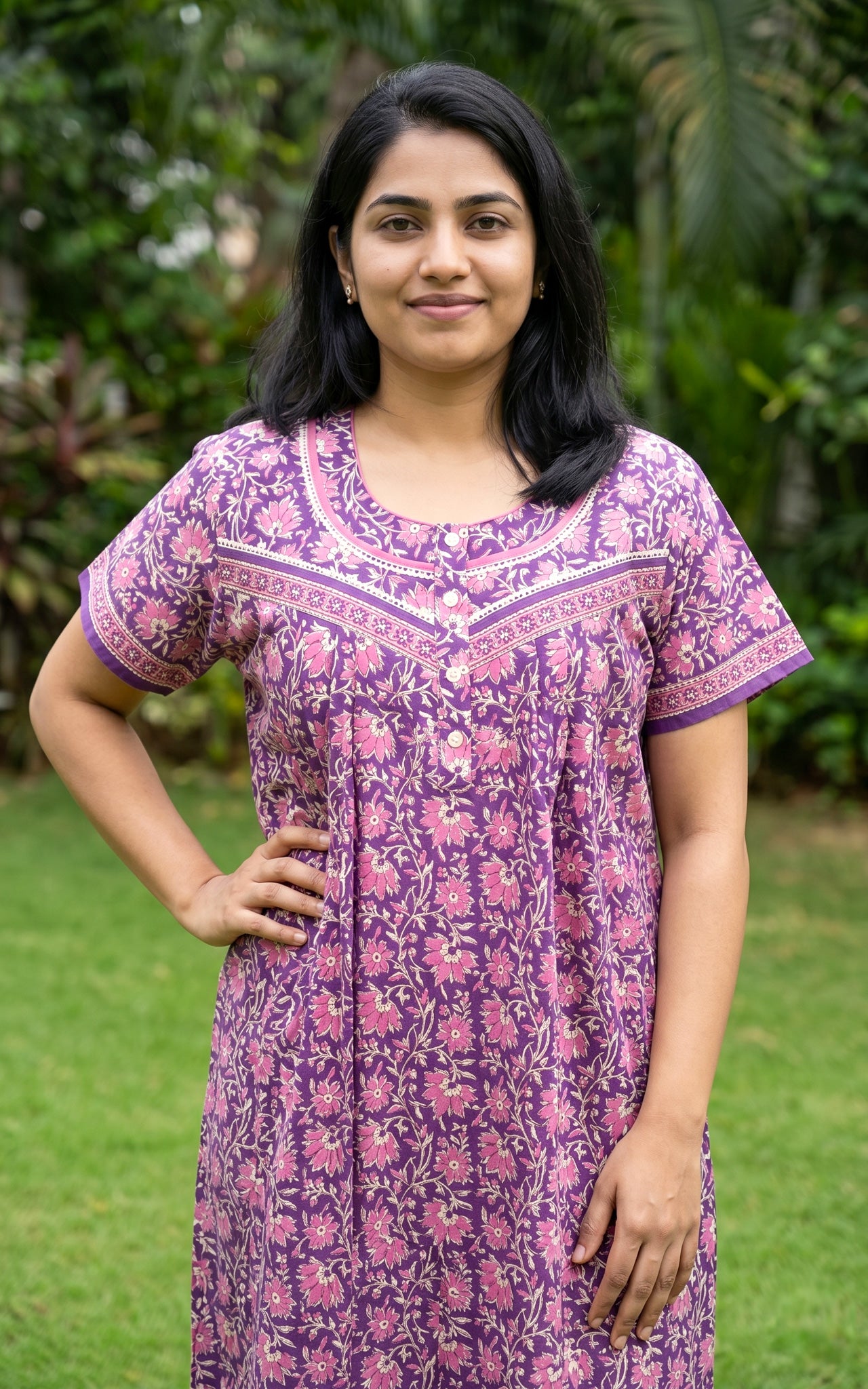 Cotton Straight Fit Nighty-162SS3