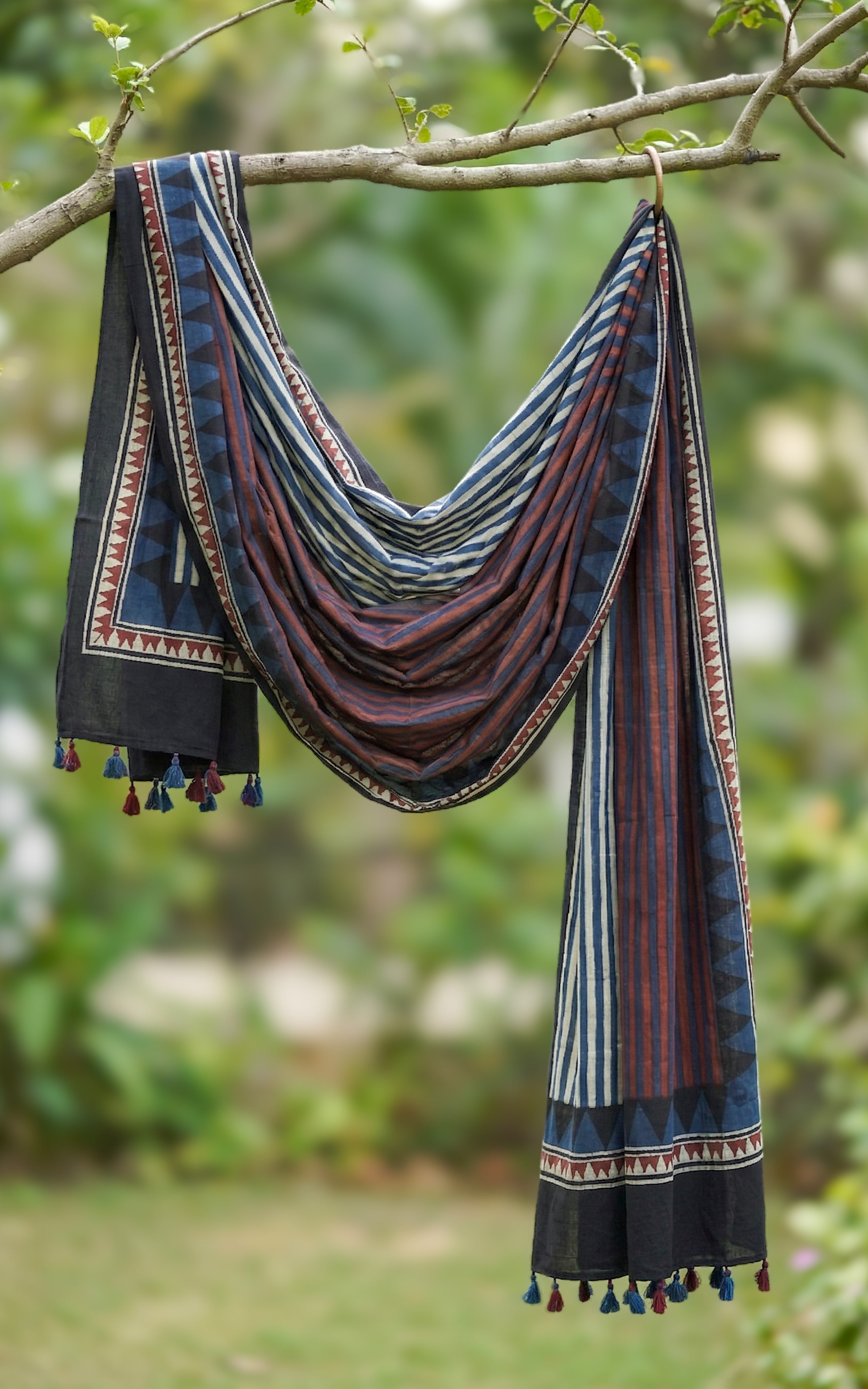 Cotton Handblock Dupatta 160SN7 Length: 2.48Mts