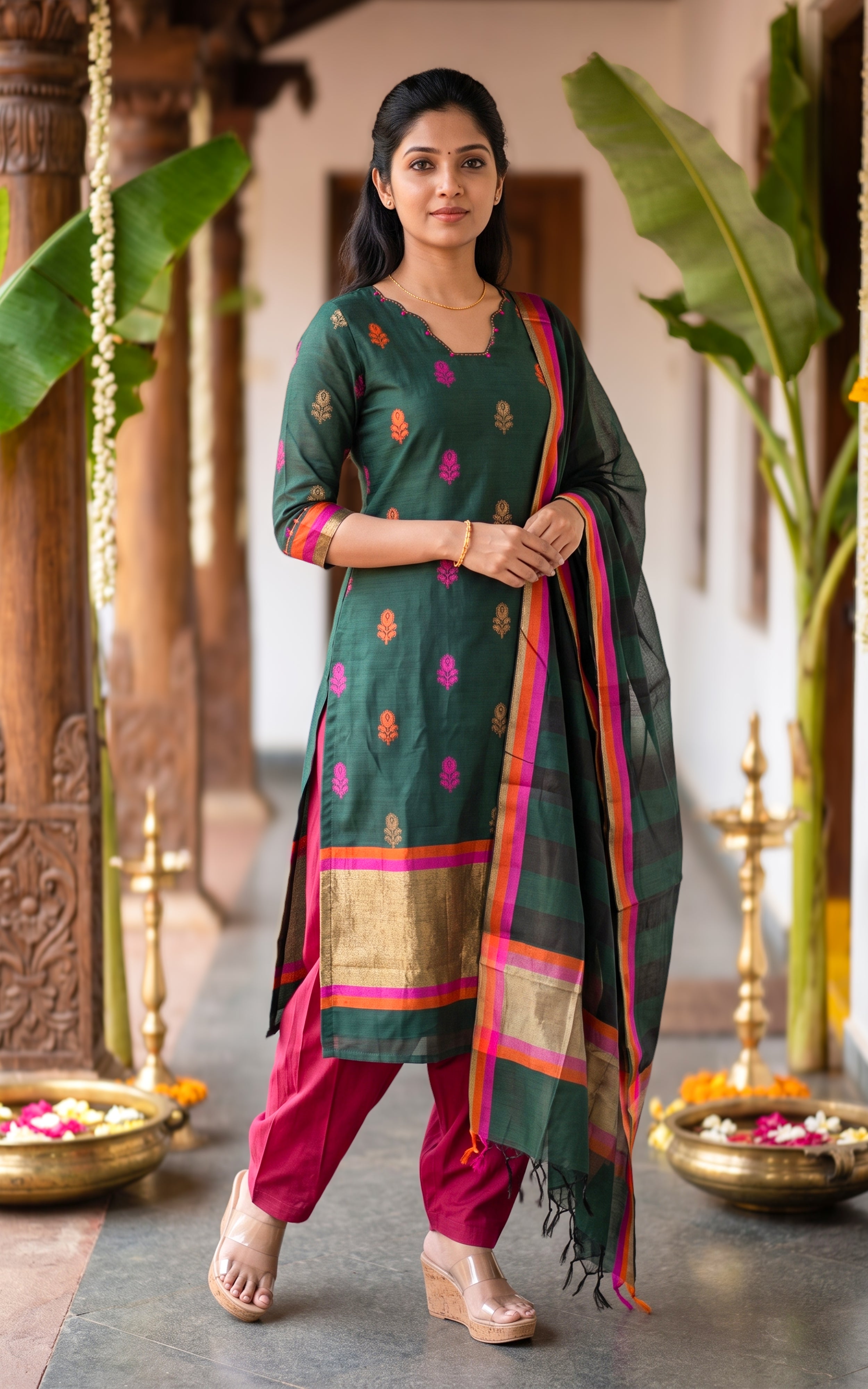 Nalavenba Green (Kurti+Dupatta)