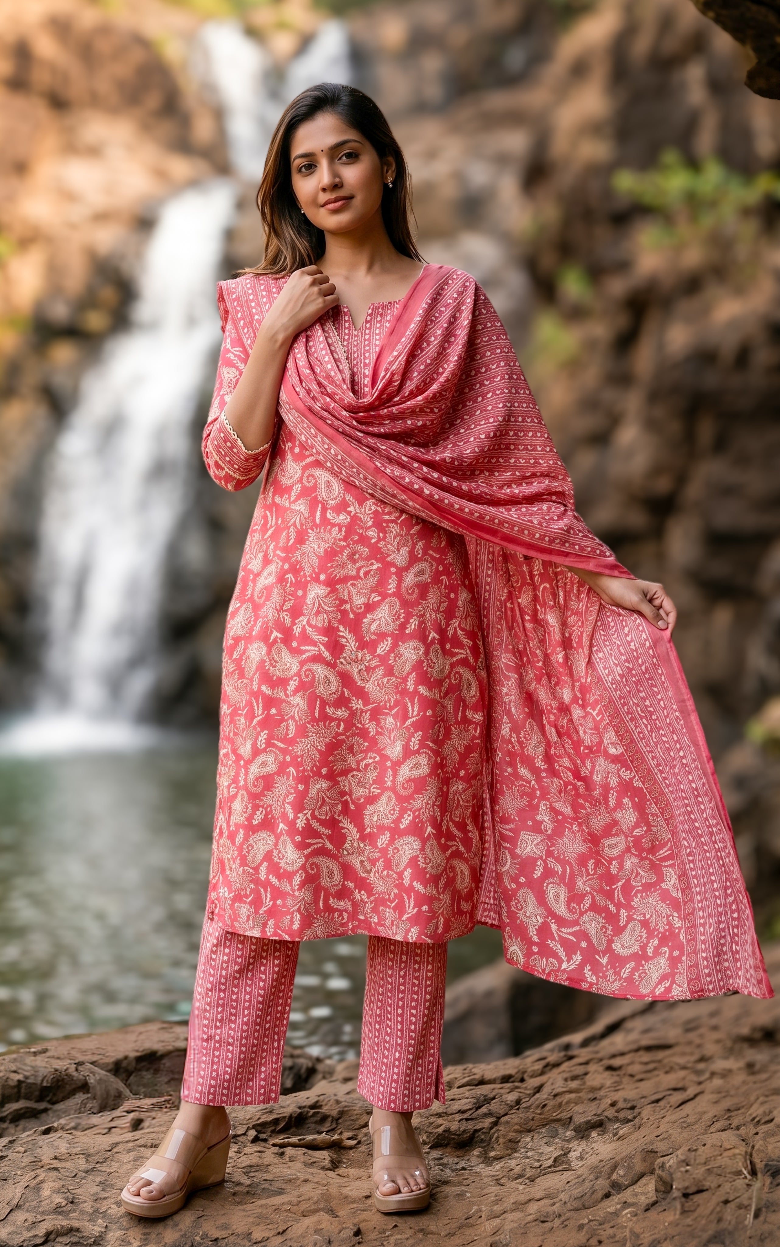 Cotton kurti with matching dupatta for women