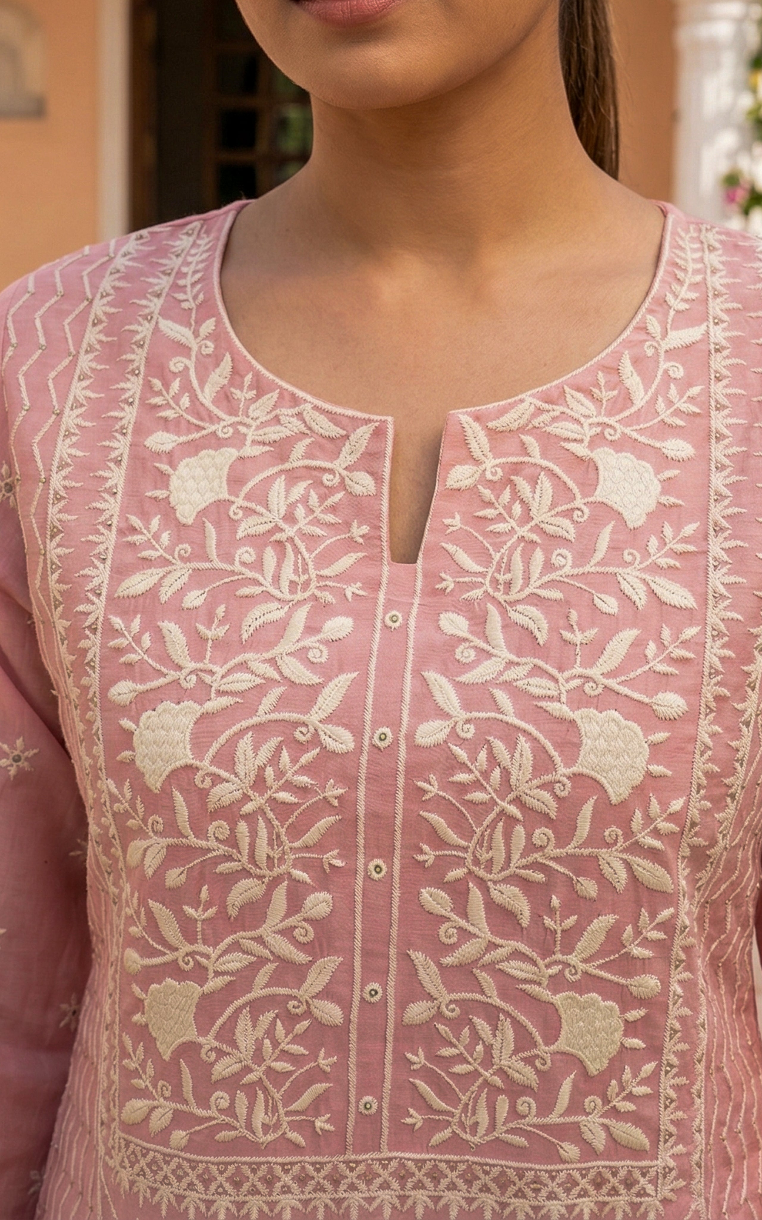 Traditional chanderi kurti with dupatta set for women