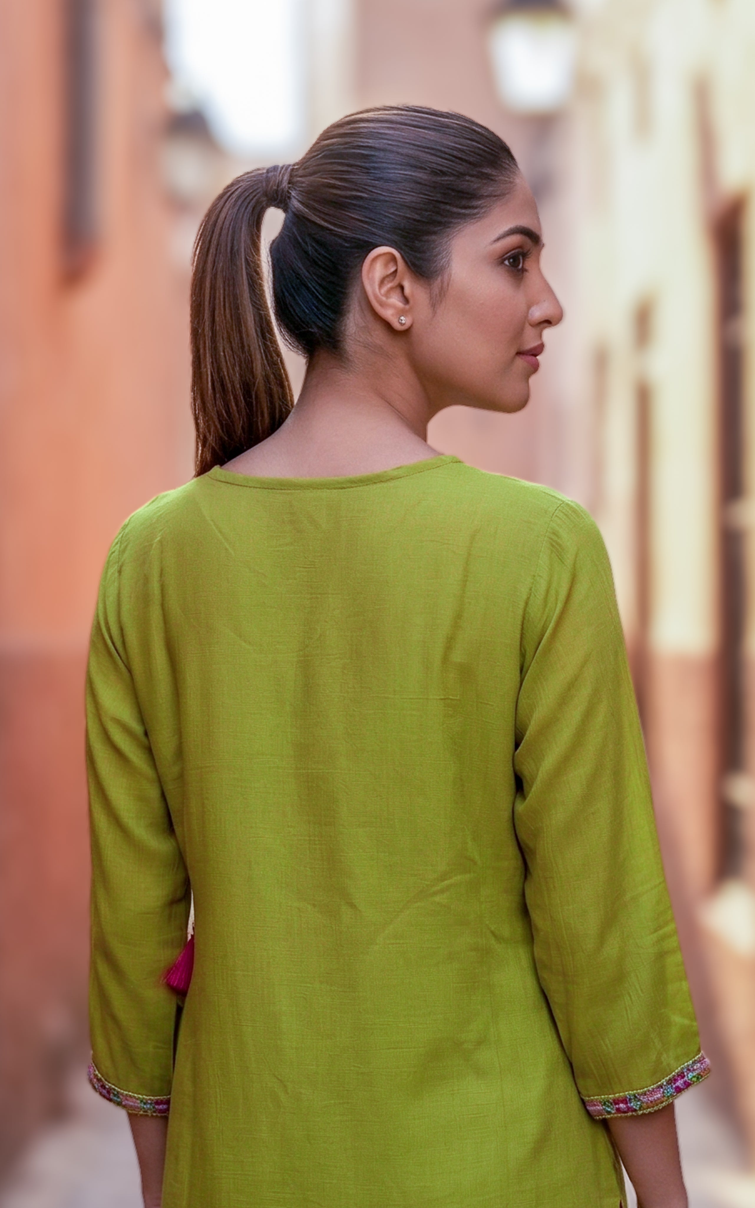 Kili Mozhi Lime Green (Kurti+Dupatta)